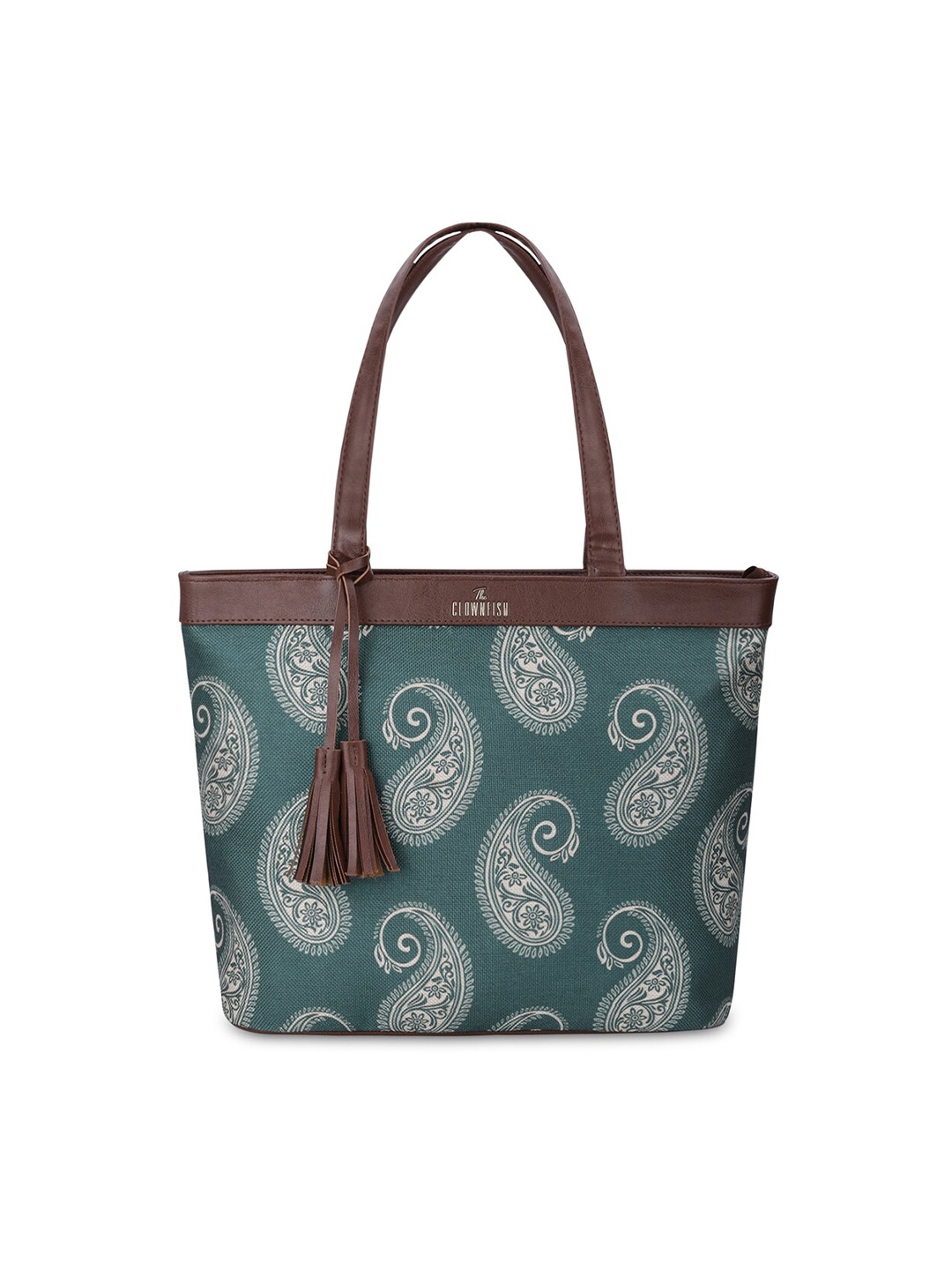

THE CLOWNFISH Women Paisley Printed Jute Laptop Bag, Green