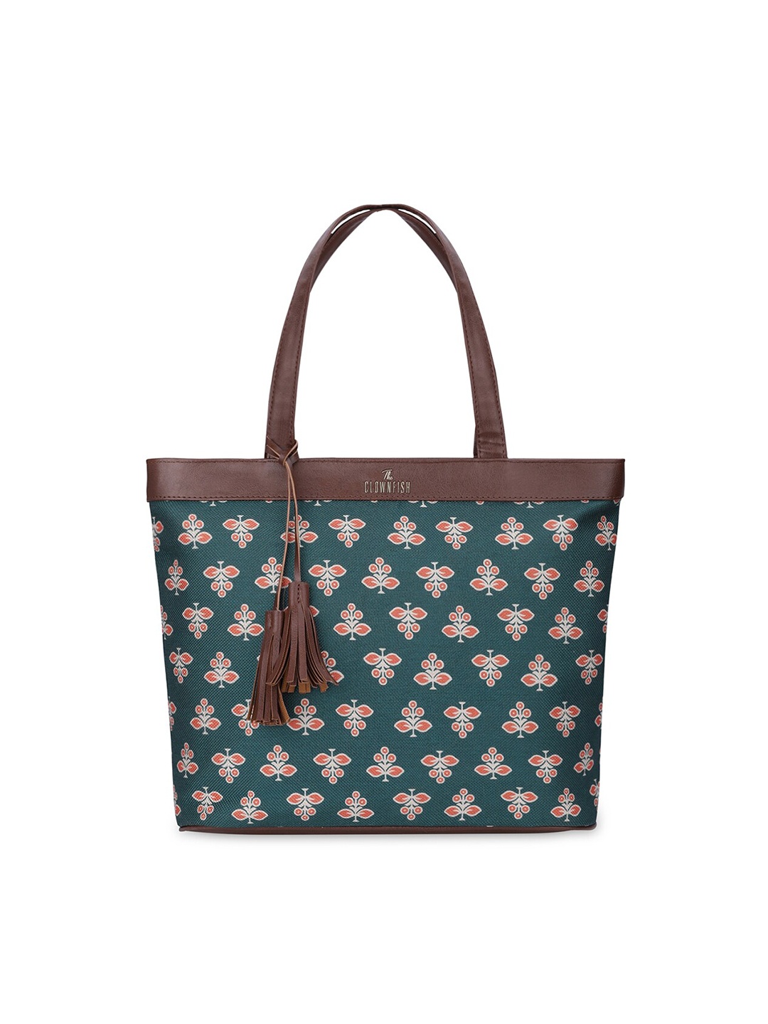 

THE CLOWNFISH Women Printed Jute Laptop Bag, Green