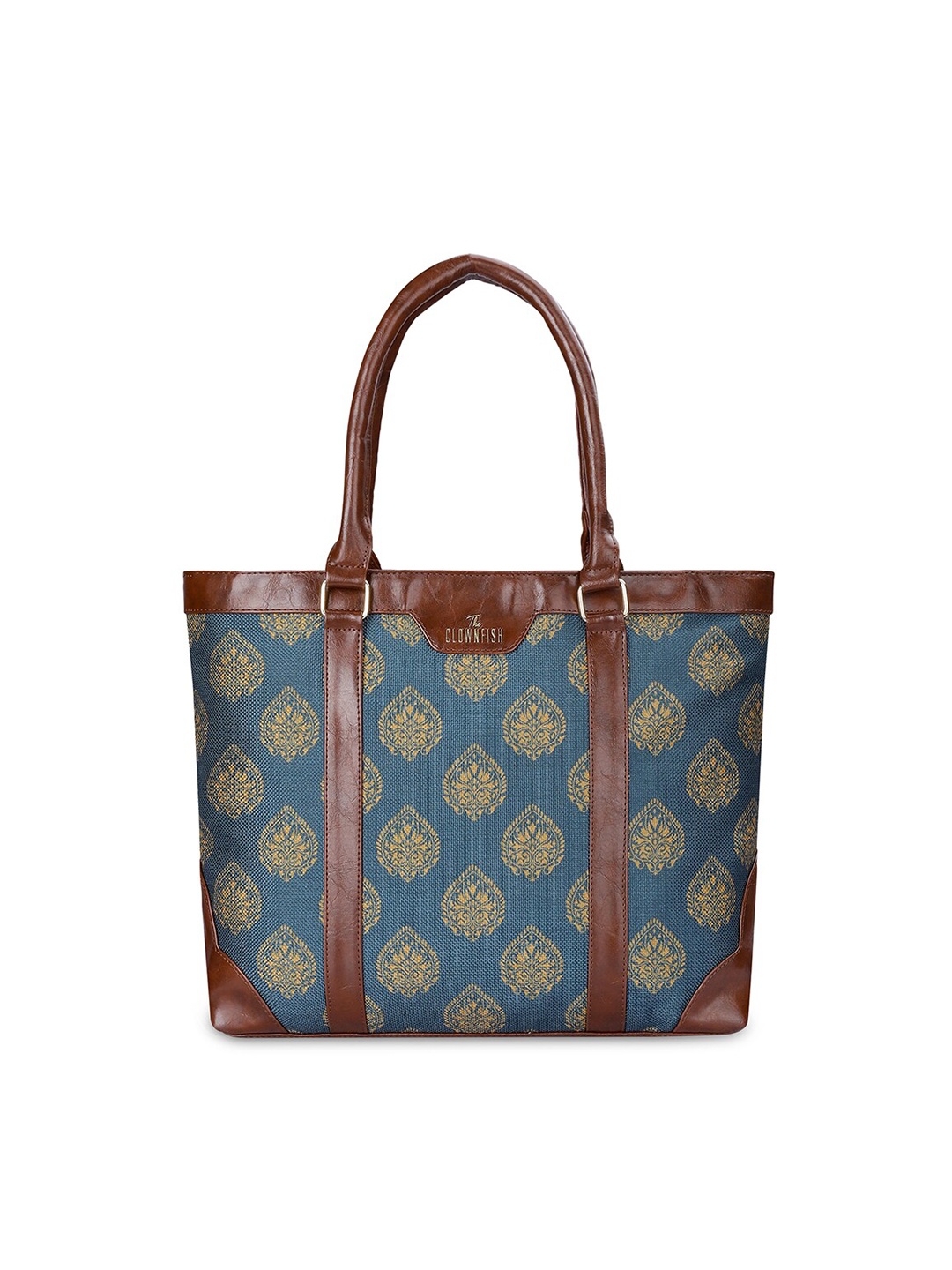 

THE CLOWNFISH Miranda Women Printed Jute Laptop Bag, Turquoise blue