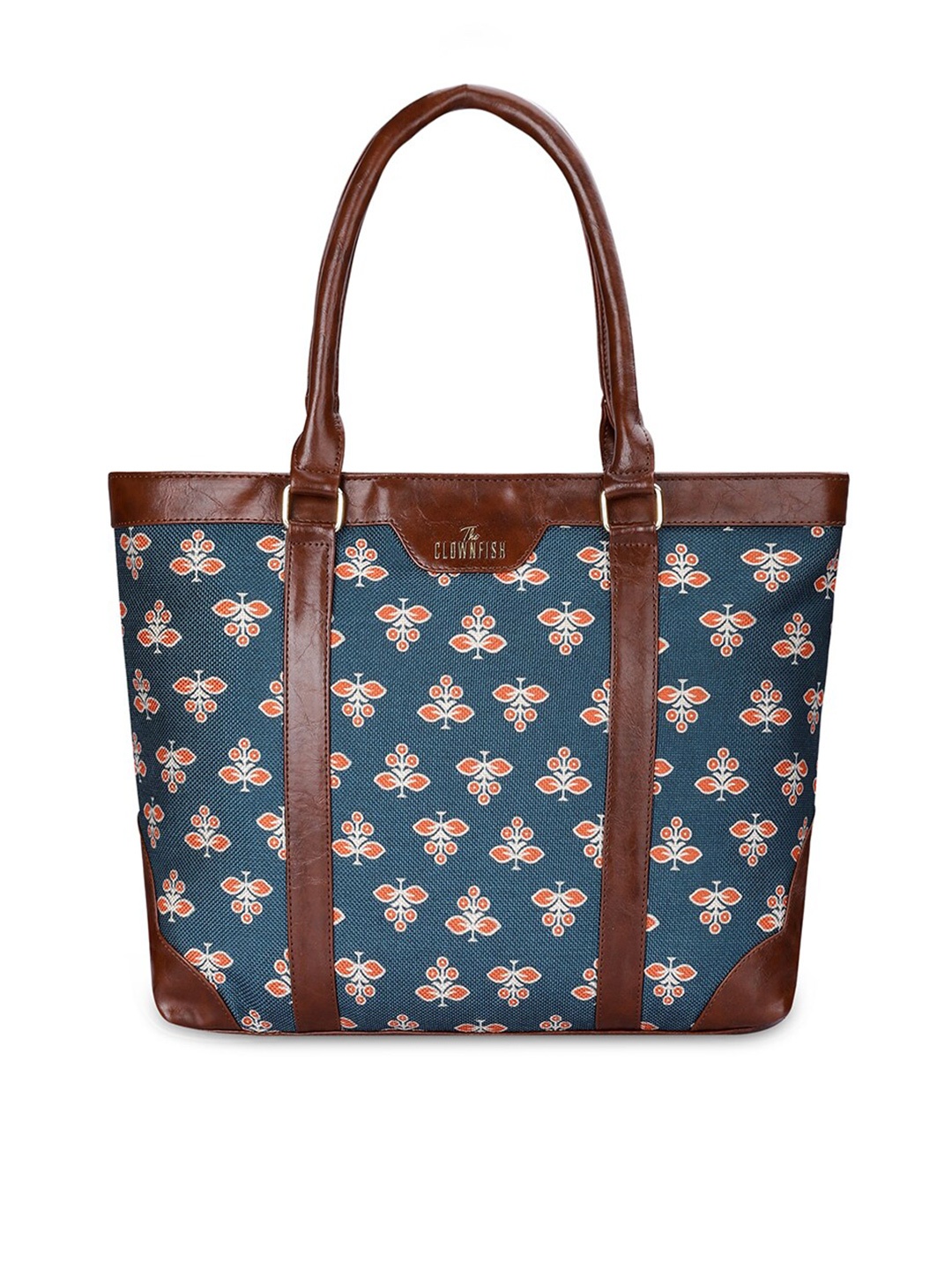 

THE CLOWNFISH Miranda Printed Jute Laptop Bag, Teal