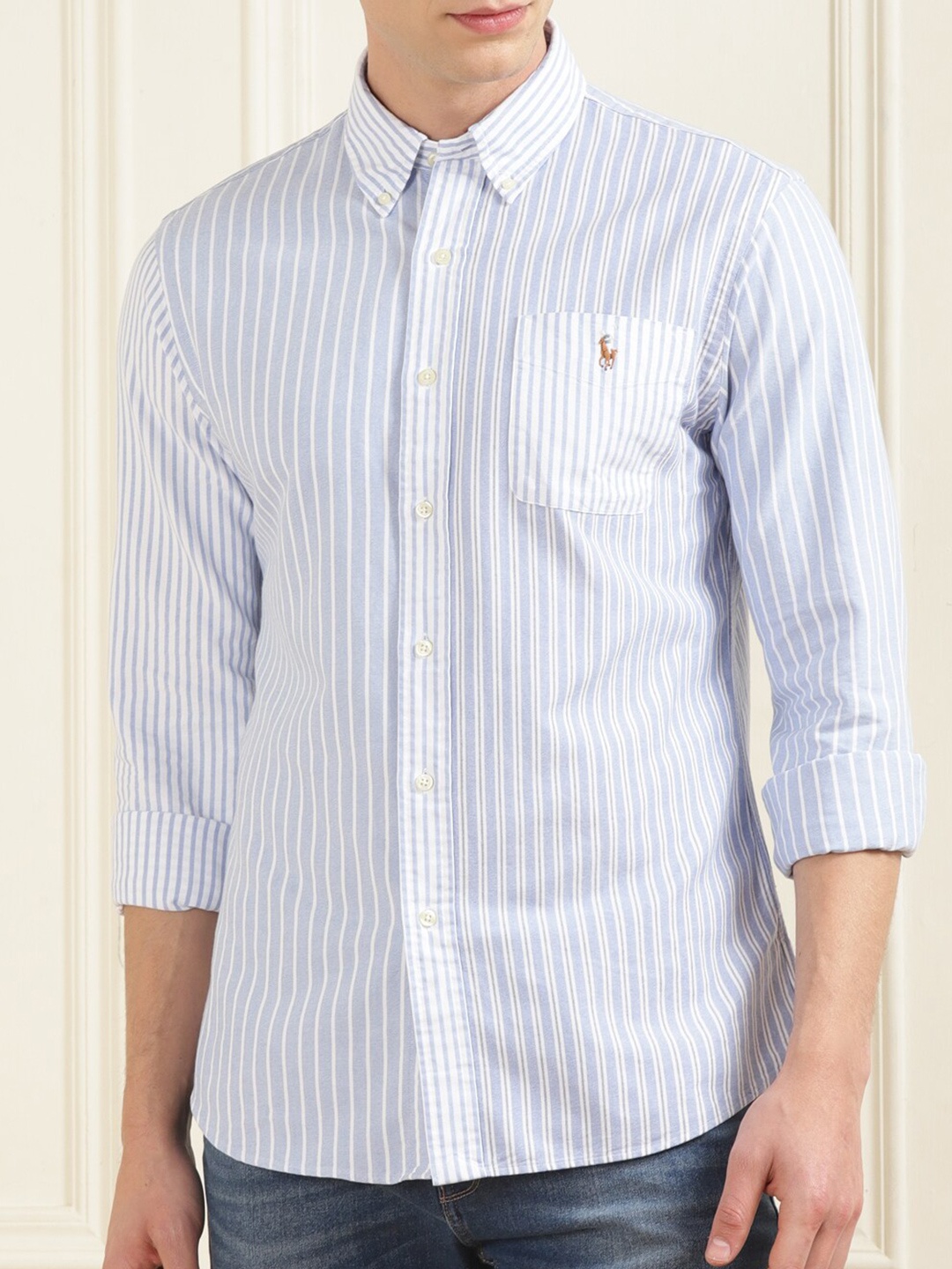 

Polo Ralph Lauren Vertical Striped Pure Cotton Casual Shirt, Blue