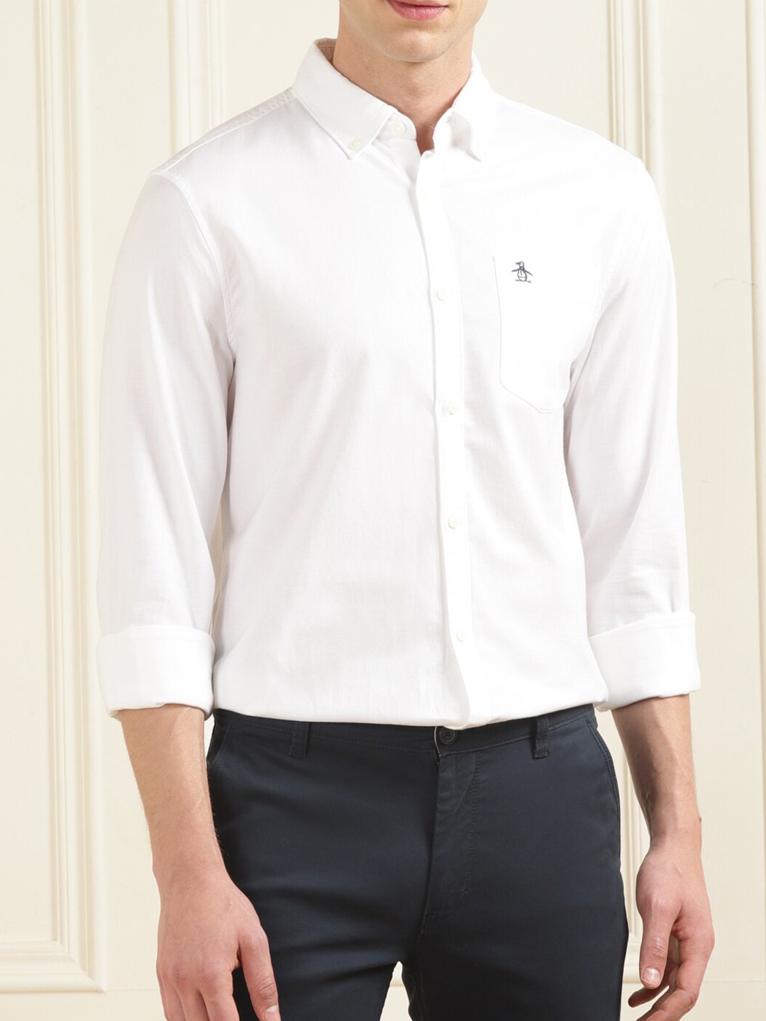 

Original Penguin Spread Collar Cotton Formal Shirt, White