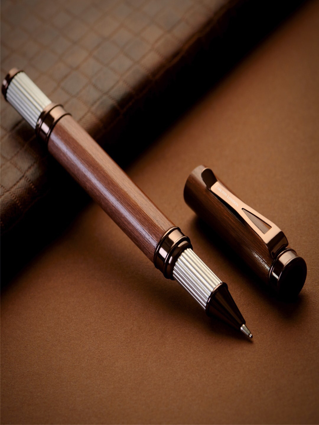 

Carlton London Textured Metal Pen With Grip, Coffee brown