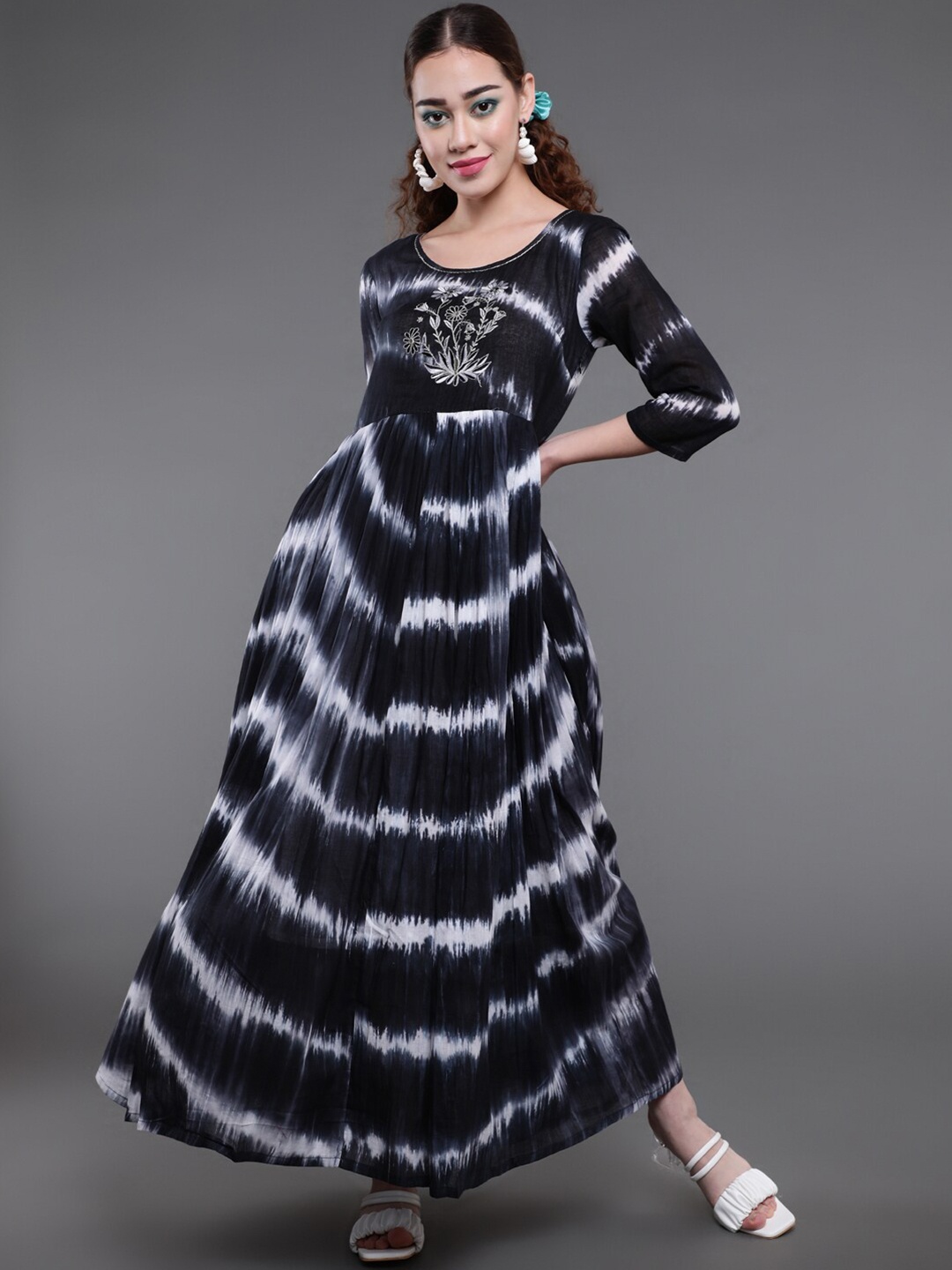 

saubhagya Tie and Dye Cotton Maxi Dress, Black