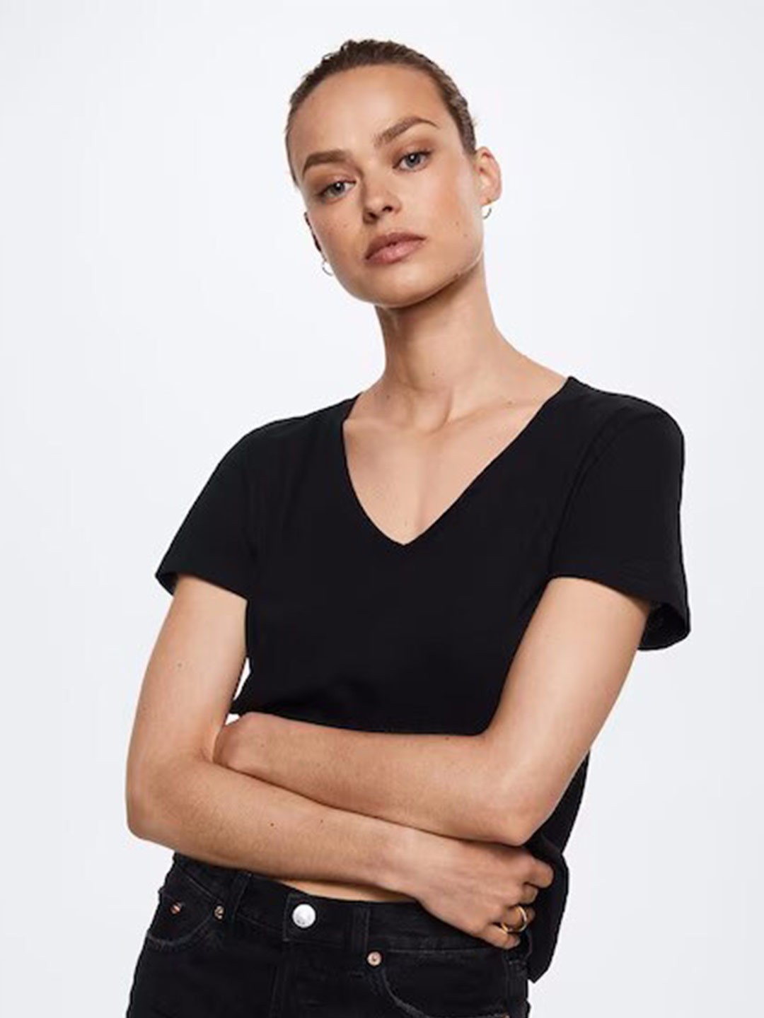 

COLOR CAPITAL V-Neck Relaxed Fit Top, Black