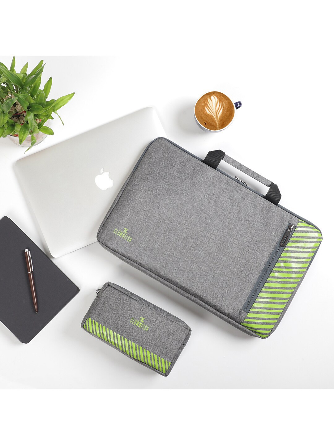 

THE CLOWNFISH Rex & Scholar Solid Laptop Sleeve With Pouch, Grey