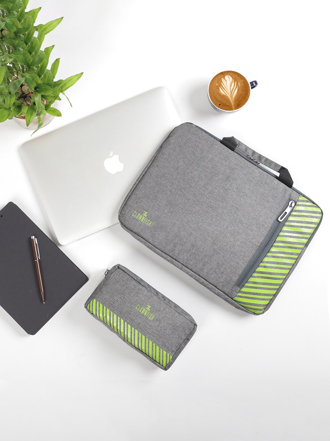 

THE CLOWNFISH Rex & Scholar Solid Laptop Sleeve With Pouch, Grey