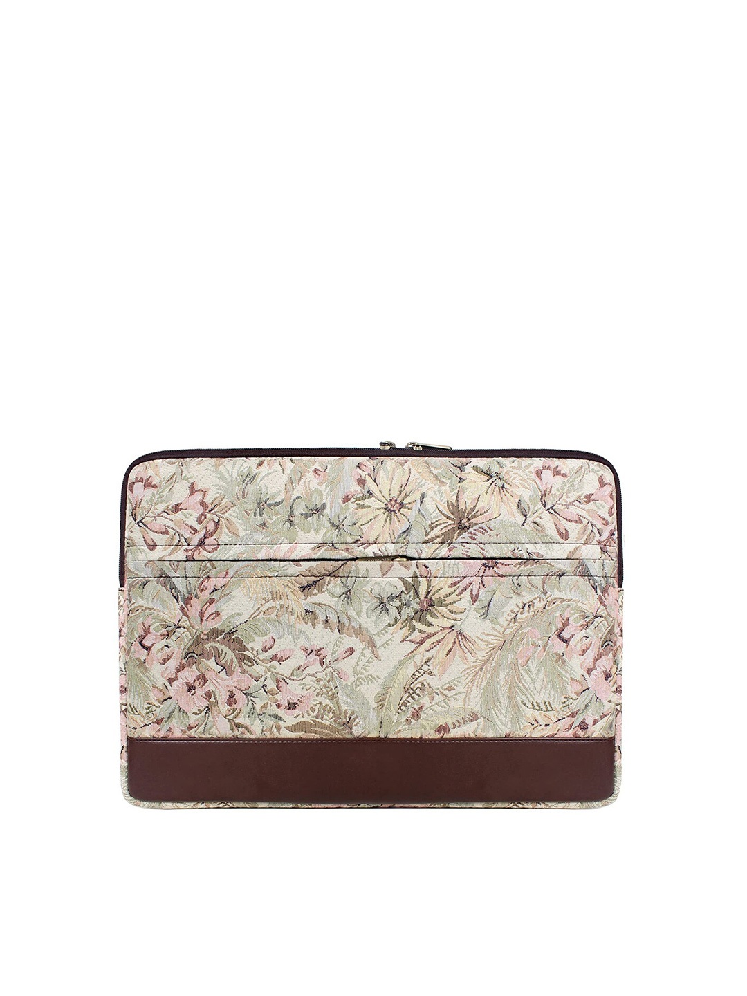 

THE CLOWNFISH Python Floral Printed Python Flax Laptop Sleeve, Beige