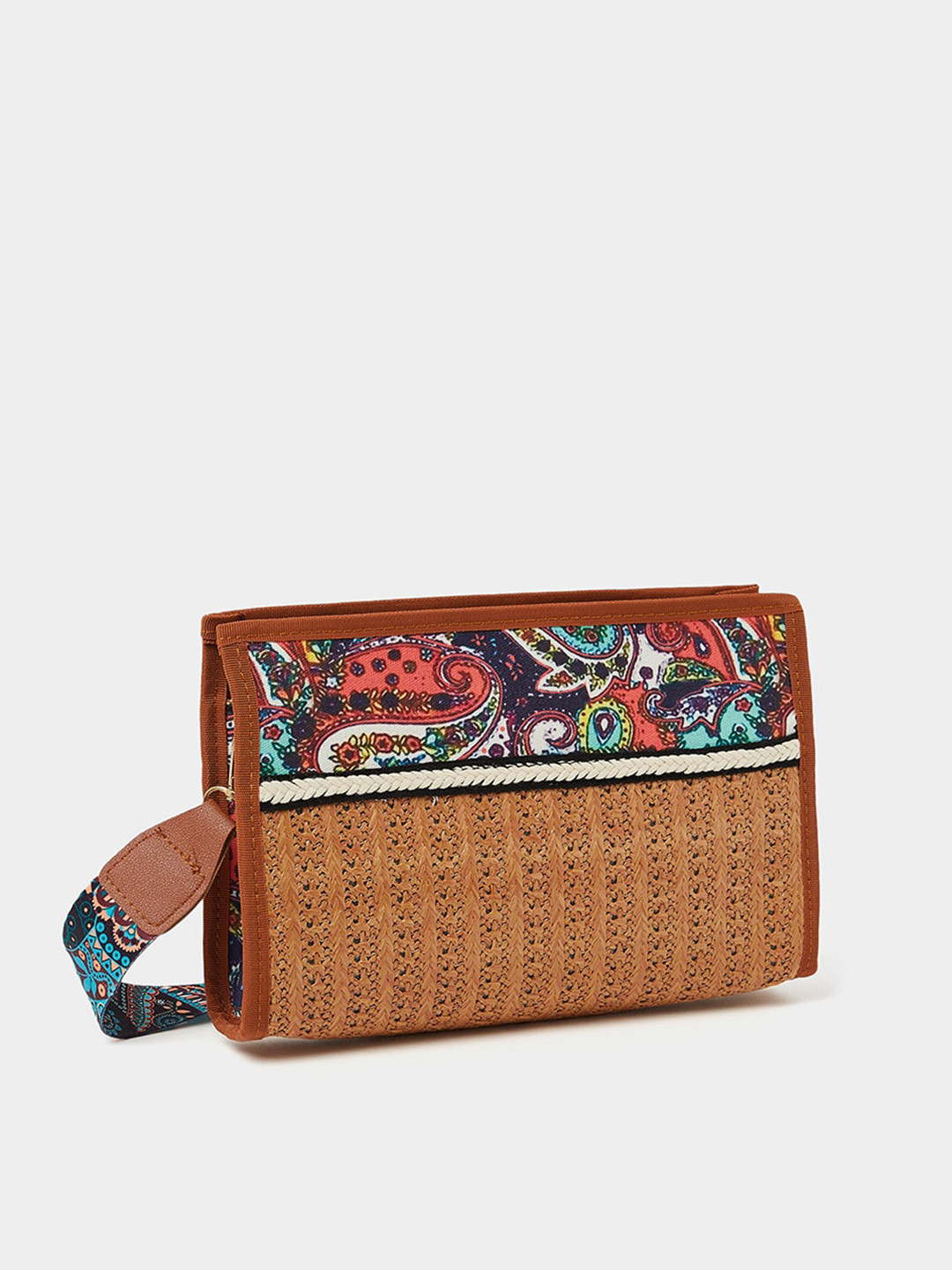 

Styli Women Printed Structured Sling Bag, Brown