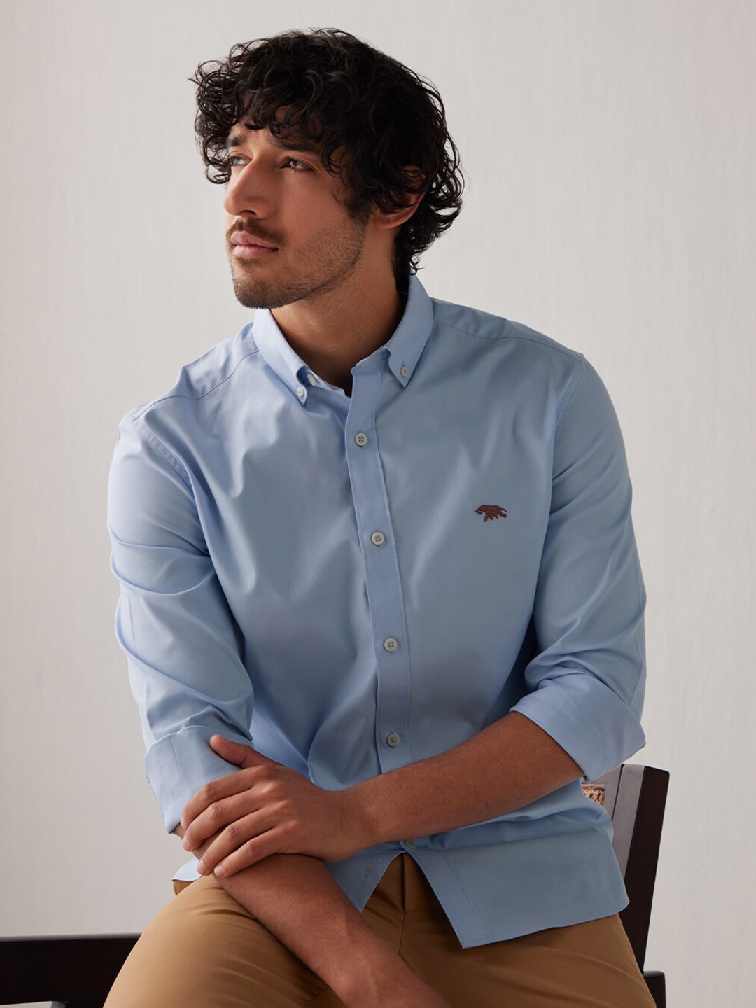 

Andamen Oxford Button-Down Collar Slim Fit Cotton Casual Shirt, Blue