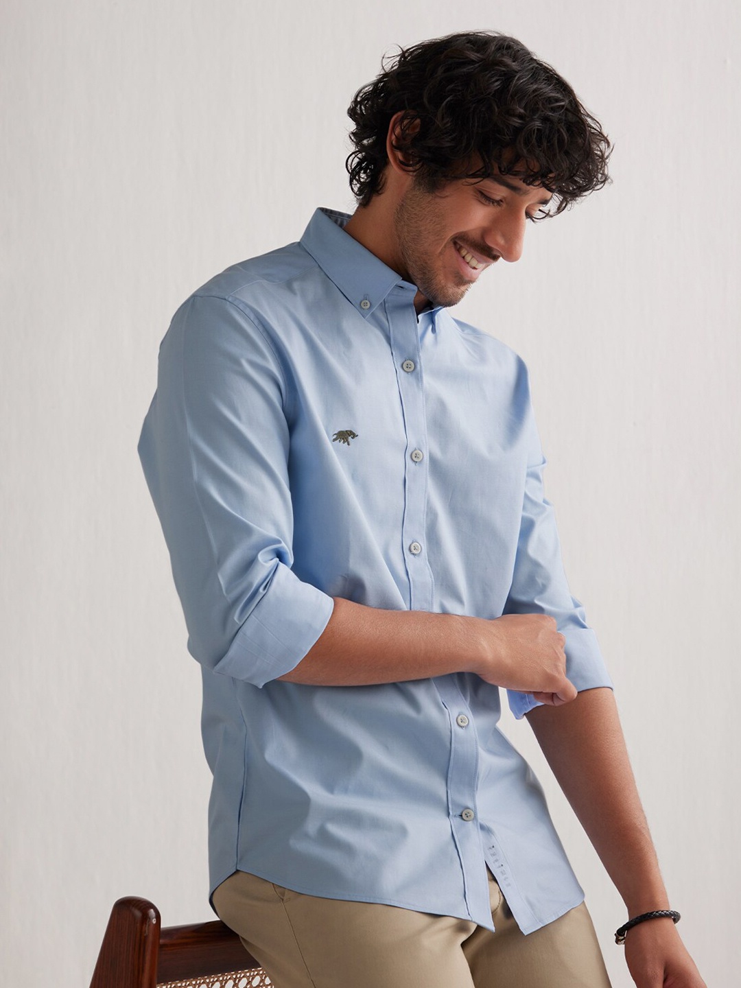 

Andamen Oxford Button-Down Collar Slim Fit Cotton Casual Shirt, Blue