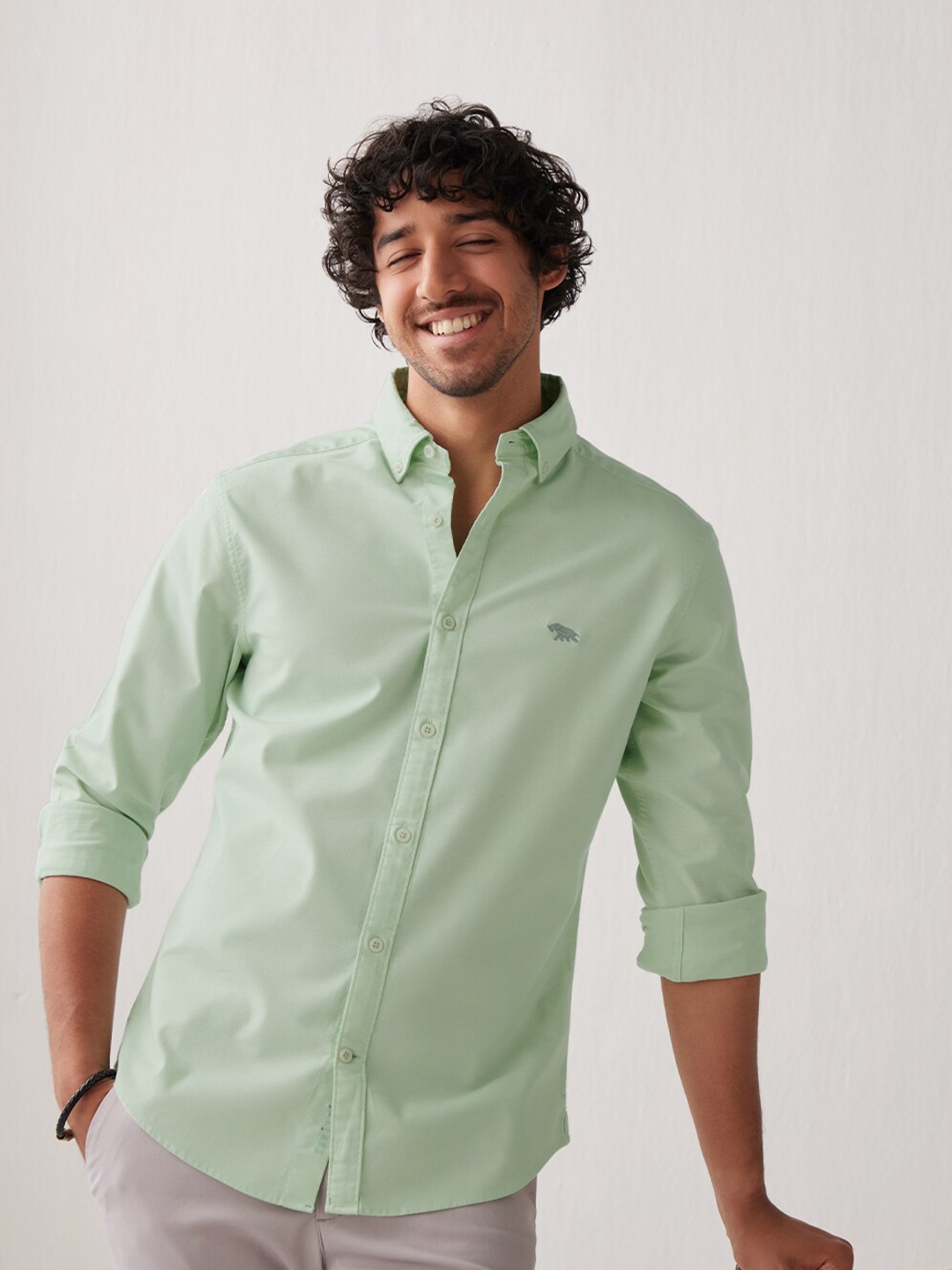 

Andamen Oxford Button-Down Collar Slim Fit Cotton Casual Shirt, Sea green