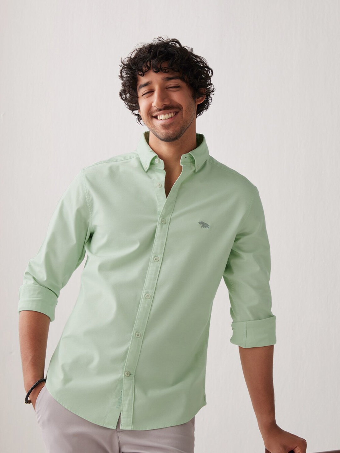 

Andamen Oxford Button-Down Collar Cotton Casual Shirt, Sea green