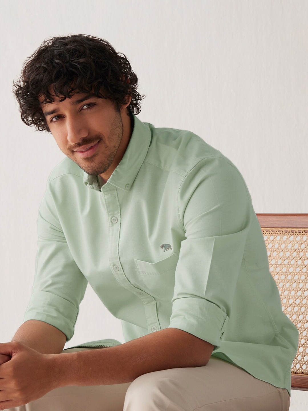

Andamen Oxford Button-Down Collar Slim Fit Cotton Casual Shirt, Sea green