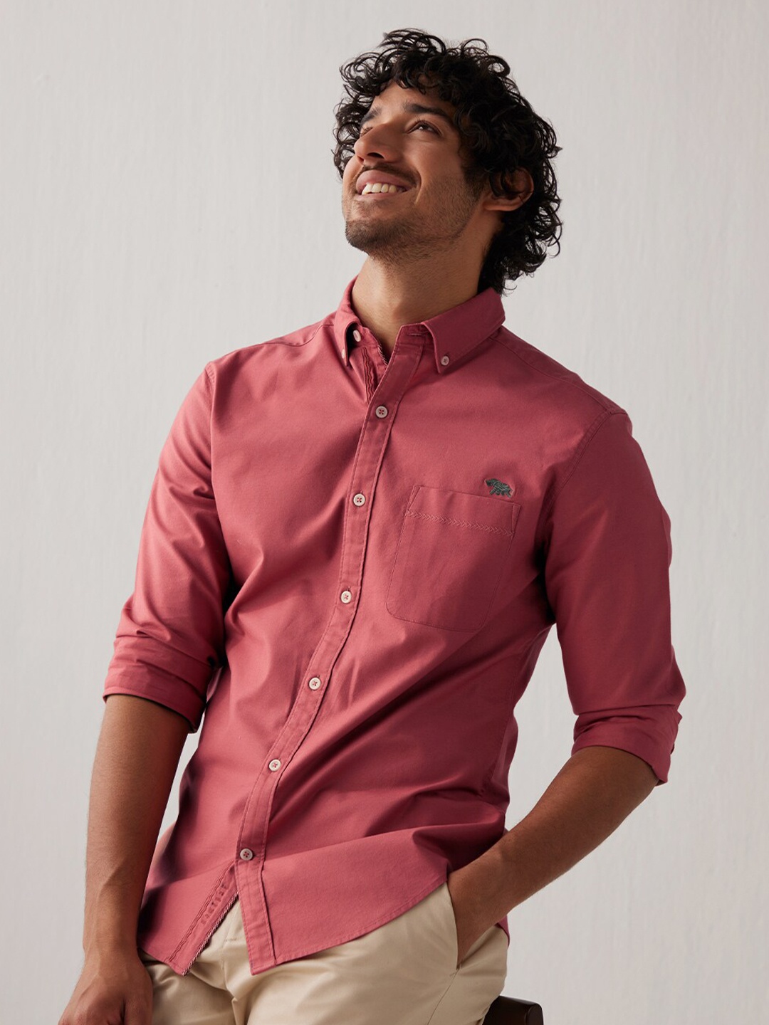 

Andamen Oxford Button-Down Collar Slim Fit Cotton Casual Shirt, Rose