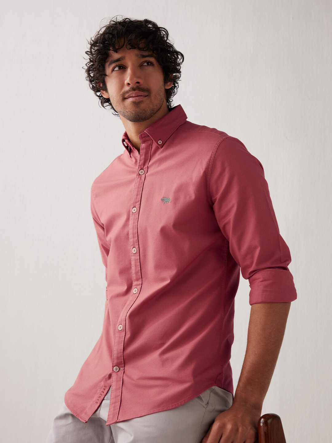 

Andamen Oxford Button-Down Collar Cotton Casual Shirt, Rose