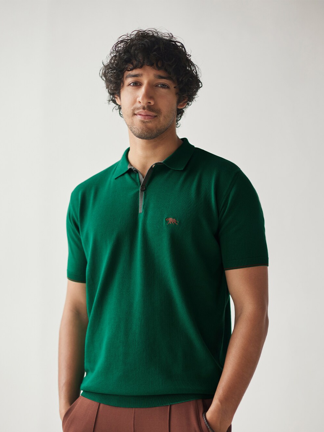 

Andamen Polo Collar Cotton T-shirt, Green