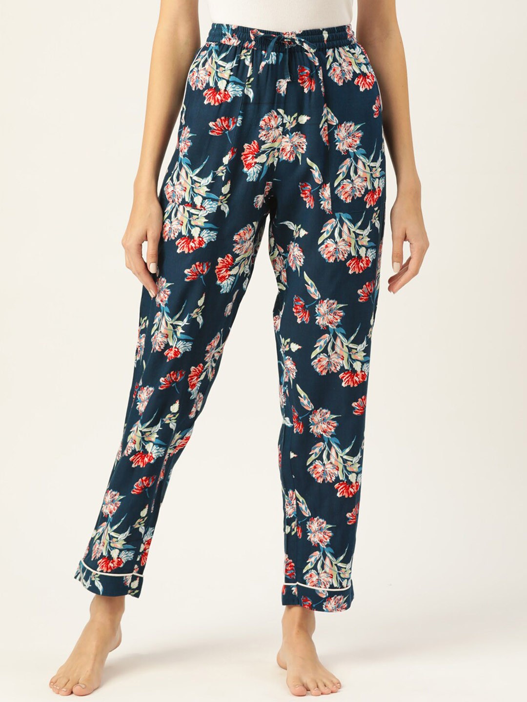

MBeautiful Women Printed Straight Lounge Pant, Blue