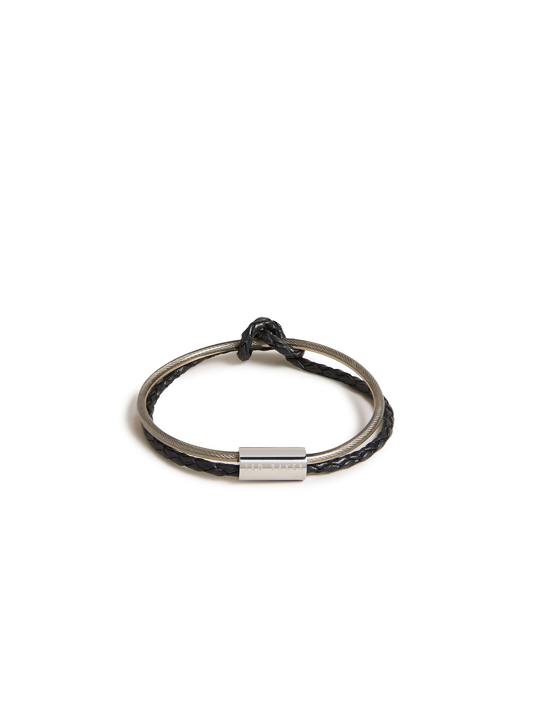 

Ted Baker Men Leather Multistrand Bracelet, Silver