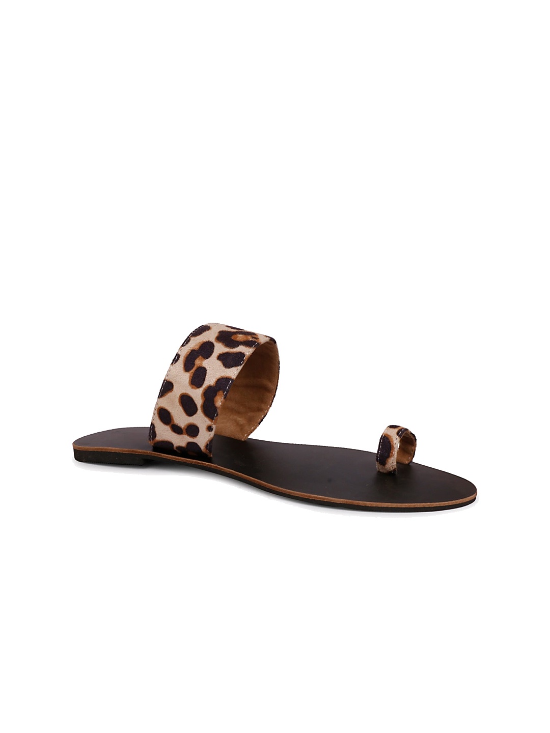 

DressBerry Women Animal Printed Open One Toe Flats, Beige