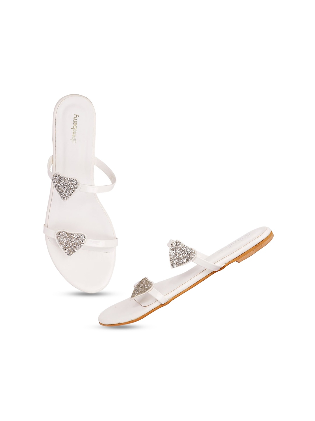 

DressBerry Women Embellished Open Toe Flats, White