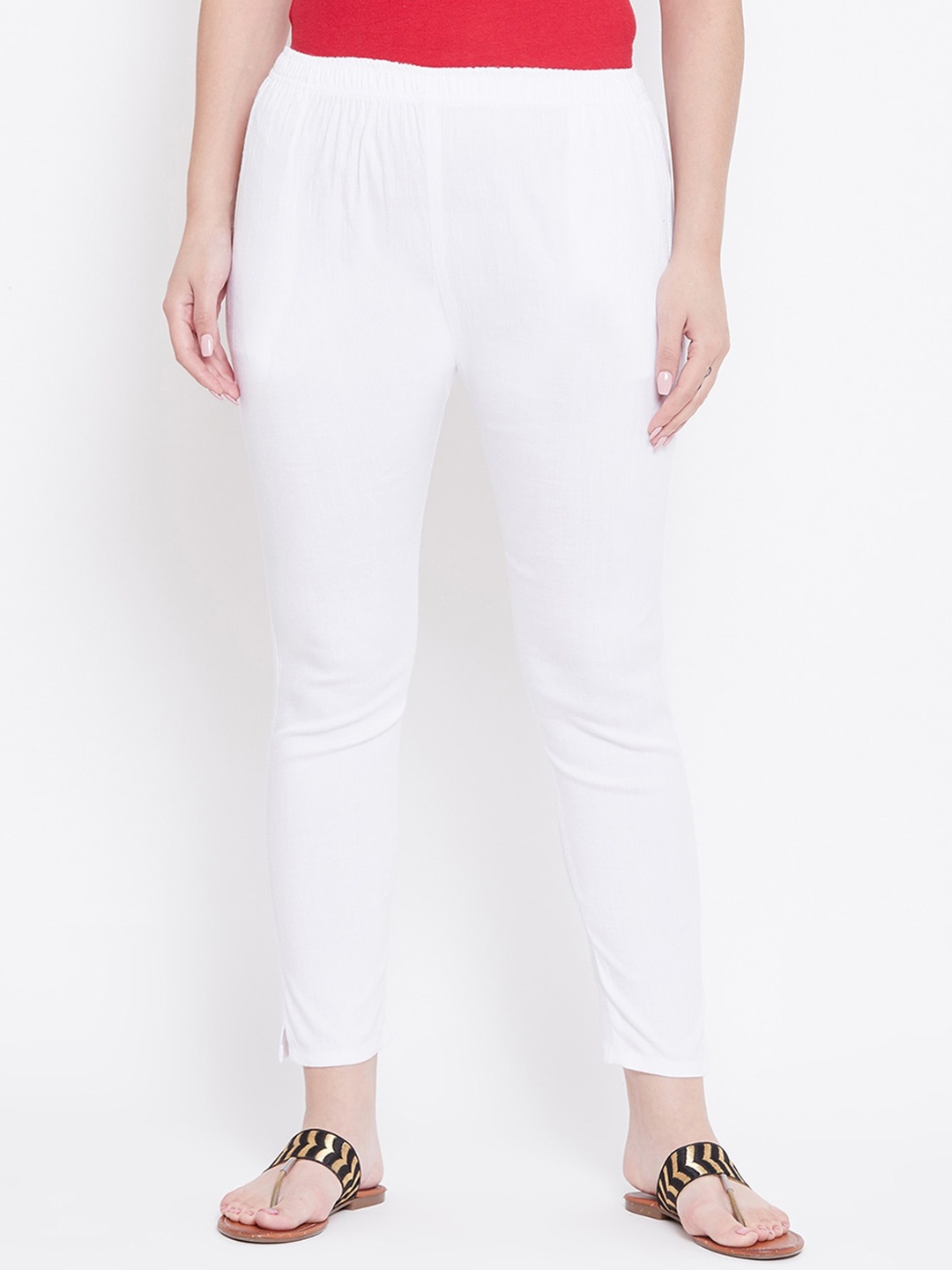 

Castle Lifestyle Women Mid Rise Smart Cotton Slim Fit Trousers, White