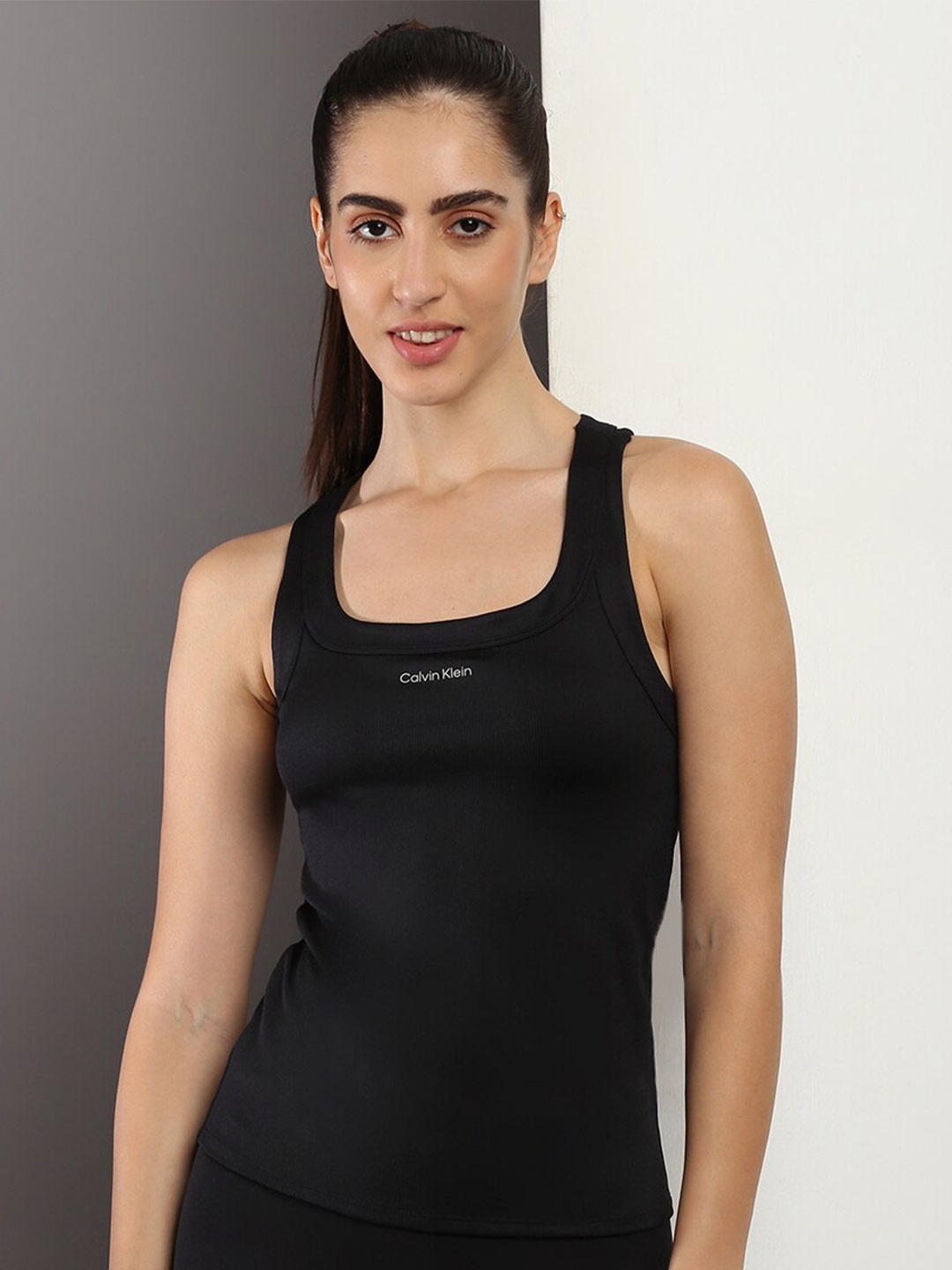 

Calvin Klein Jeans Square Neck Tank Top, Black