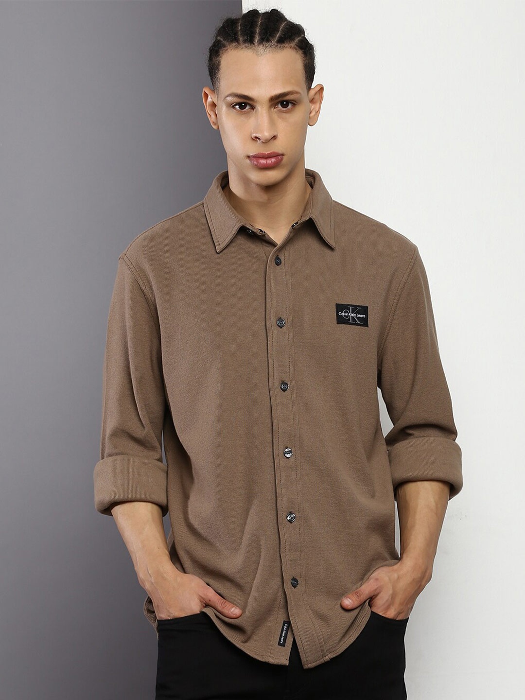 

Calvin Klein Jeans Regular Fit Casual Shirt, Brown