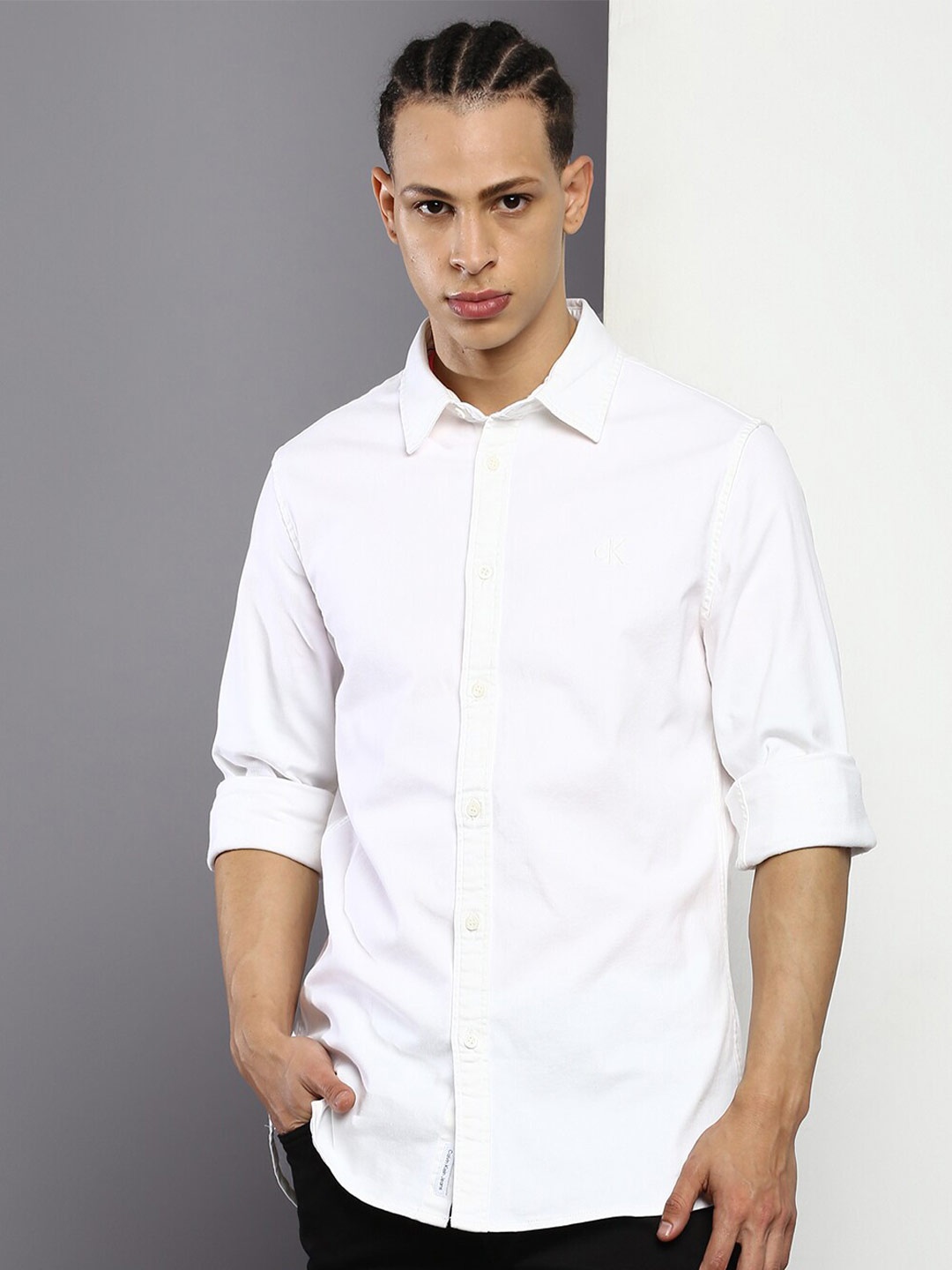 

Calvin Klein Jeans Slim Fit Casual Pure Cotton Shirt, White