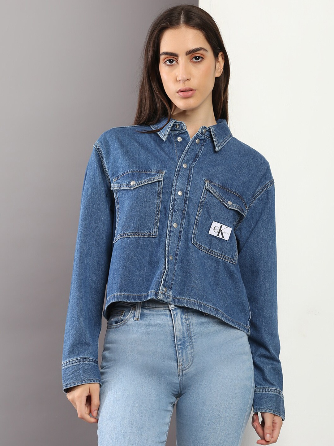 

Calvin Klein Jeans Faded Casual Cotton Shirt, Blue