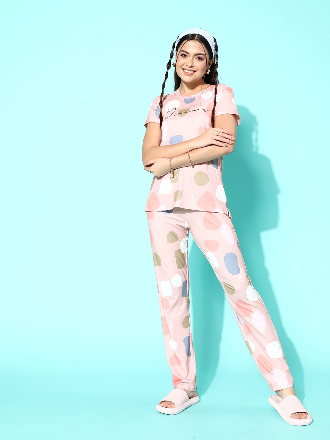 

Sweet Dreams Printed Night suit 2028AWCO, Pink