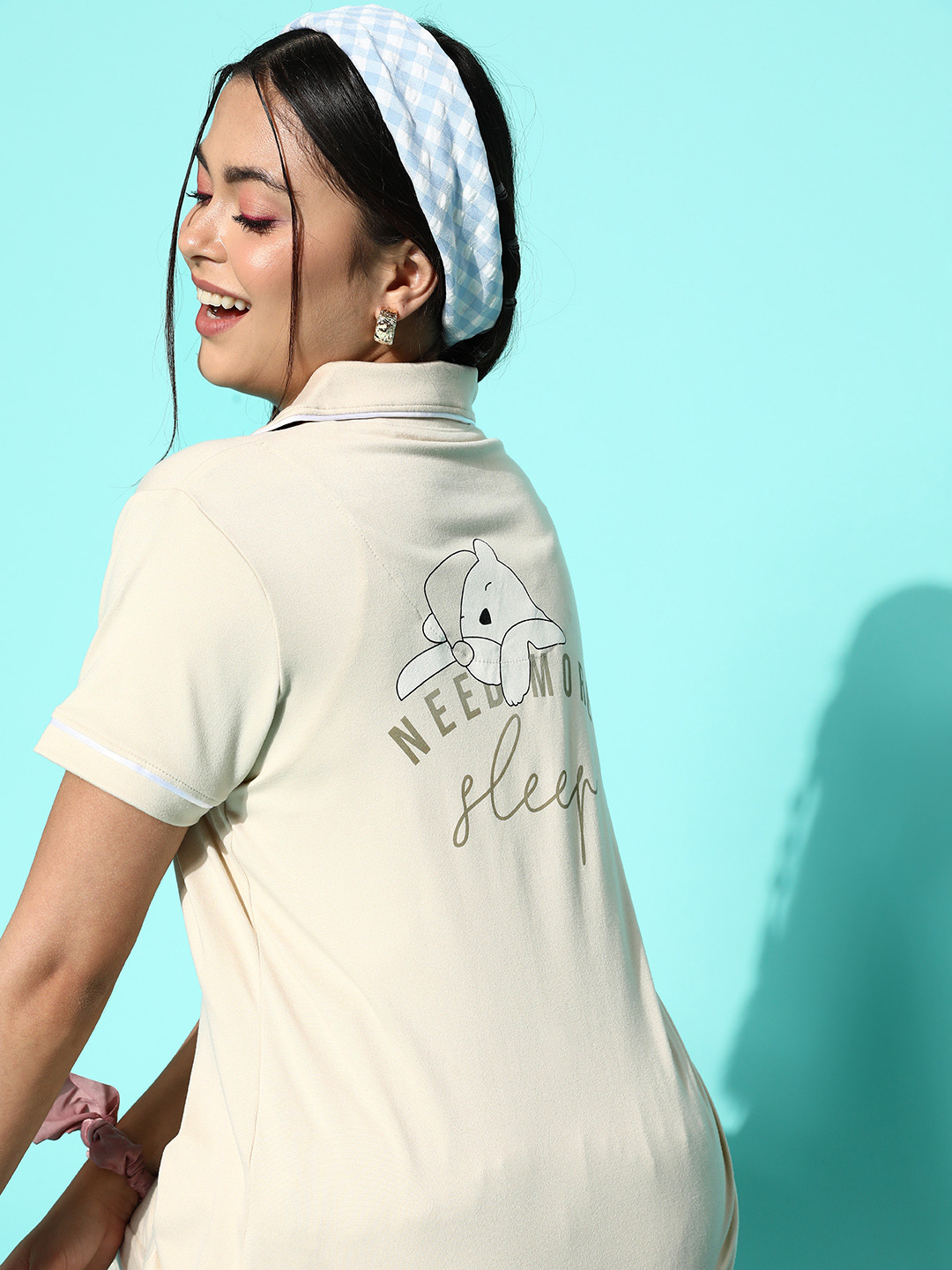 

Sweet Dreams Off White Printed Night Suit