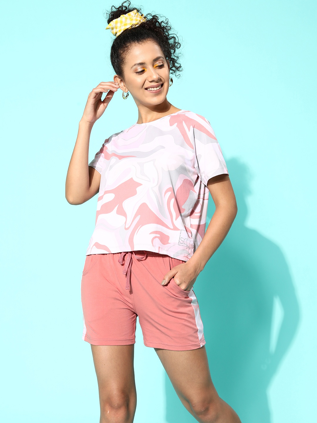 

Sweet Dreams Pink Abstract Printed Night Suit