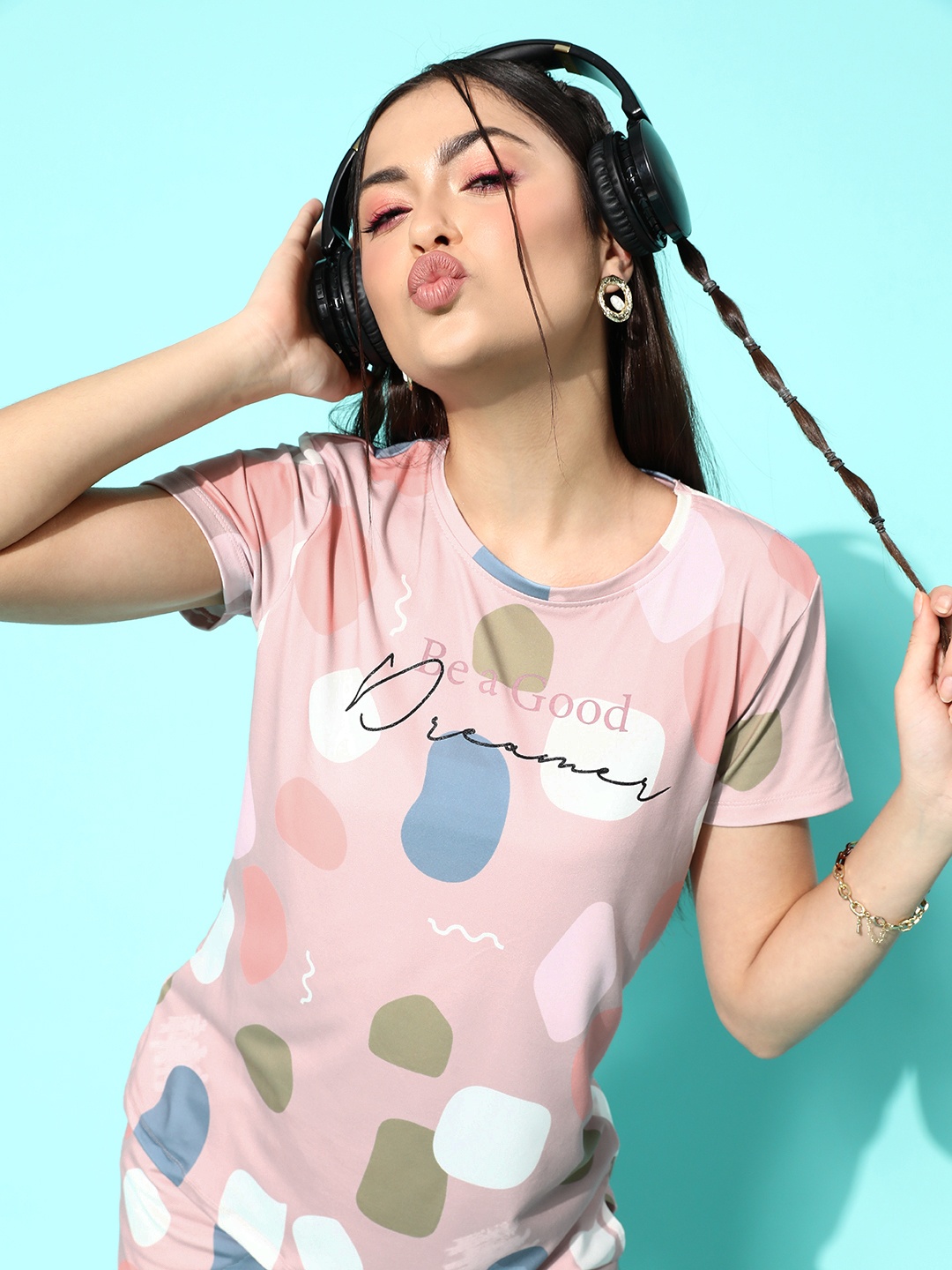 

Sweet Dreams Printed Night suit, Pink