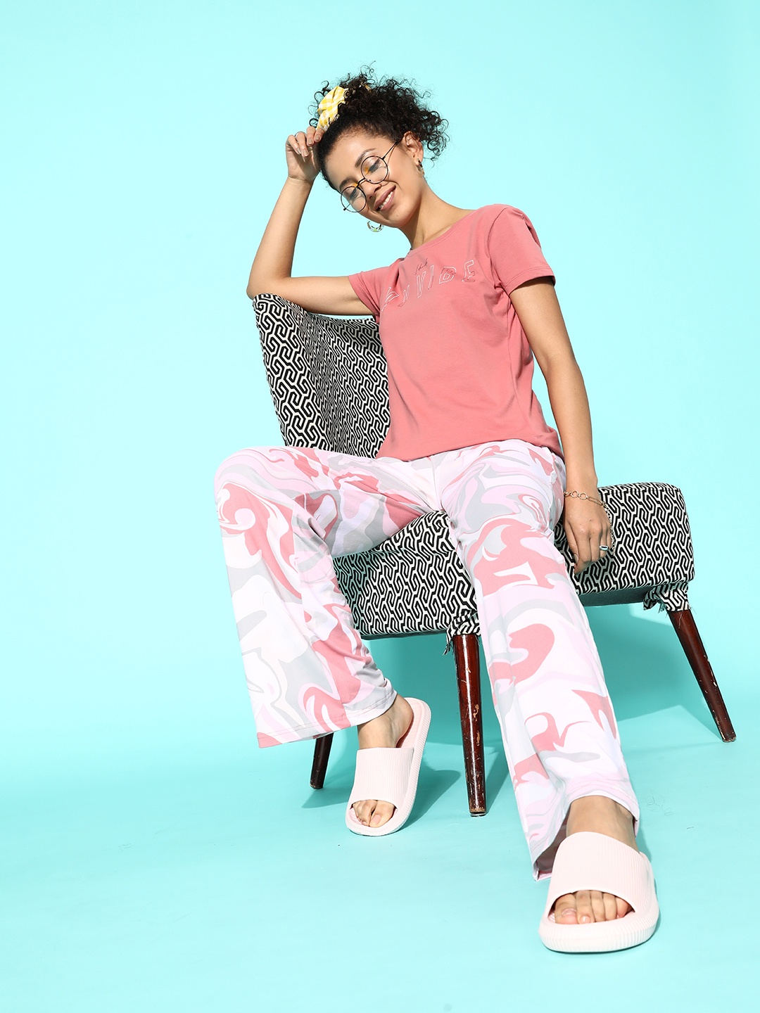 

Sweet Dreams Women Rose & Pink Printed Night Suit