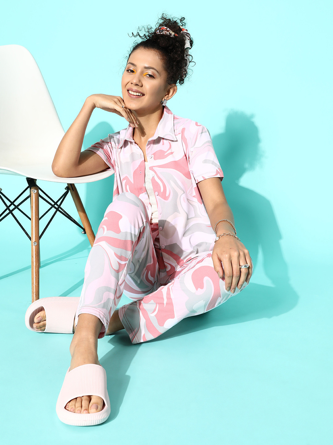 

Sweet Dreams Pink Abstract Printed Night Suit