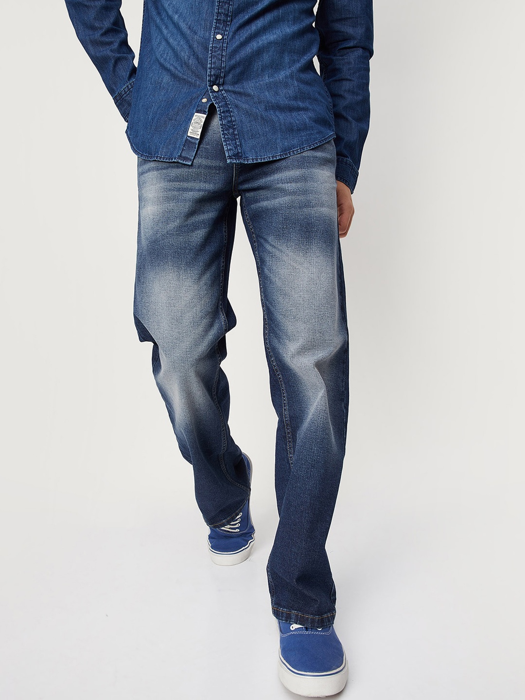 

max Men Mid-Rise Heavy Fade Jeans, Blue