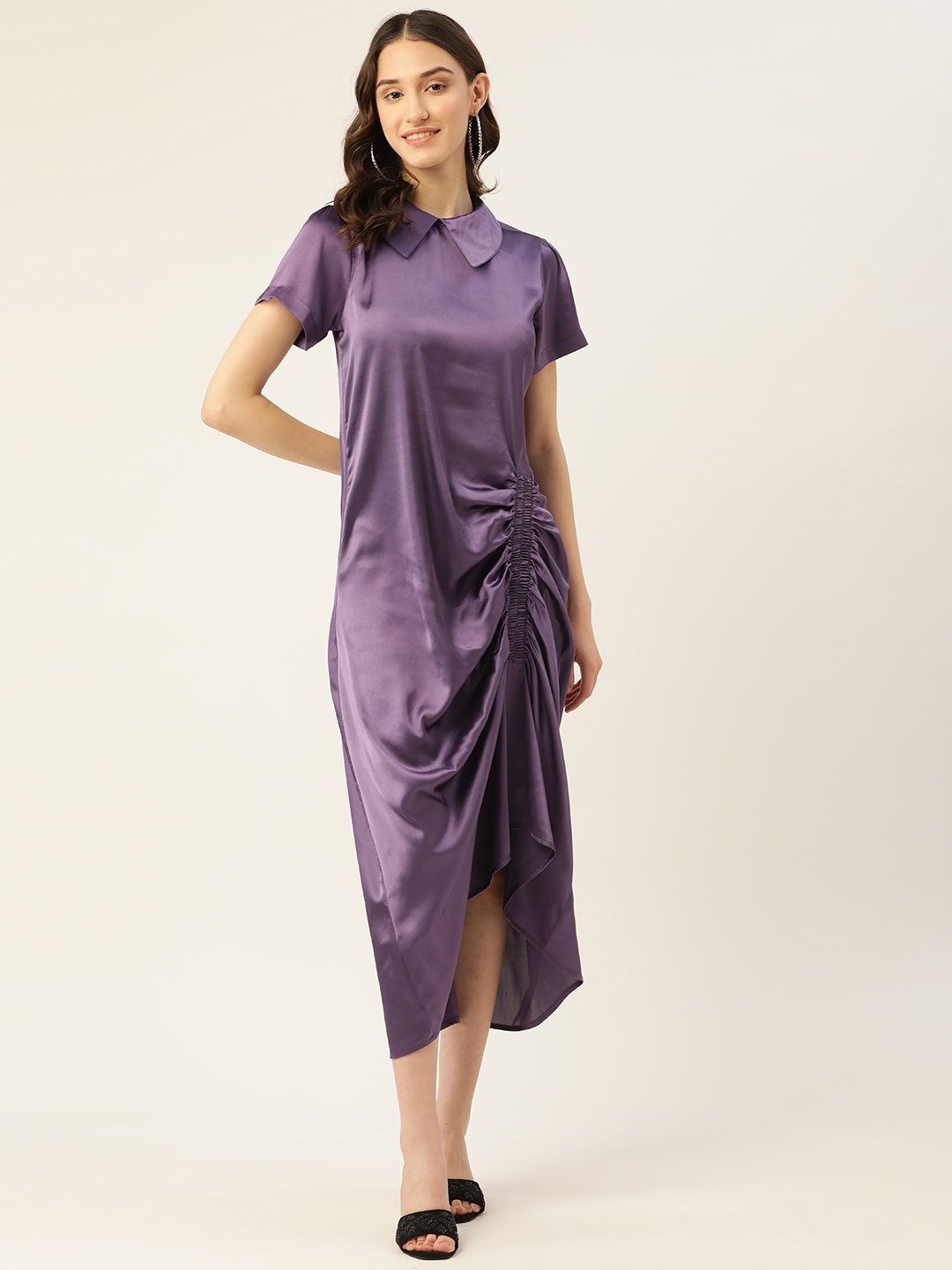 

Rue Collection Peter Pan Collar Satin Maxi Dress, Purple