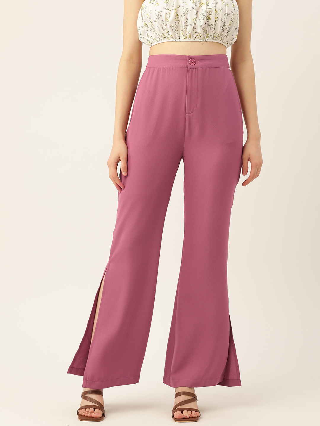 

Rue Collection Relaxed Loose Fit High-Rise Trousers, Pink