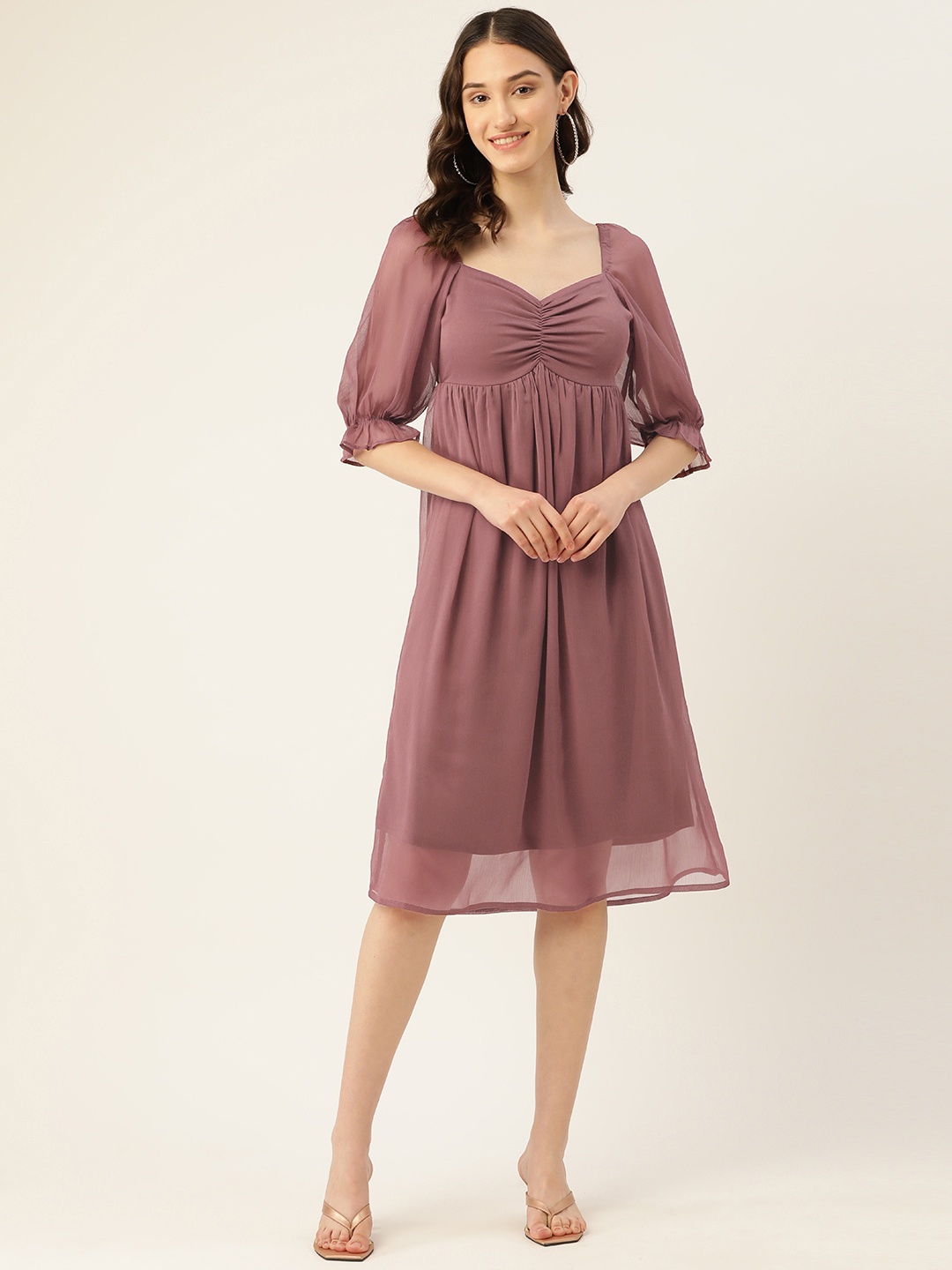 

Rue Collection Chiffon A-Line Midi Dress, Mauve