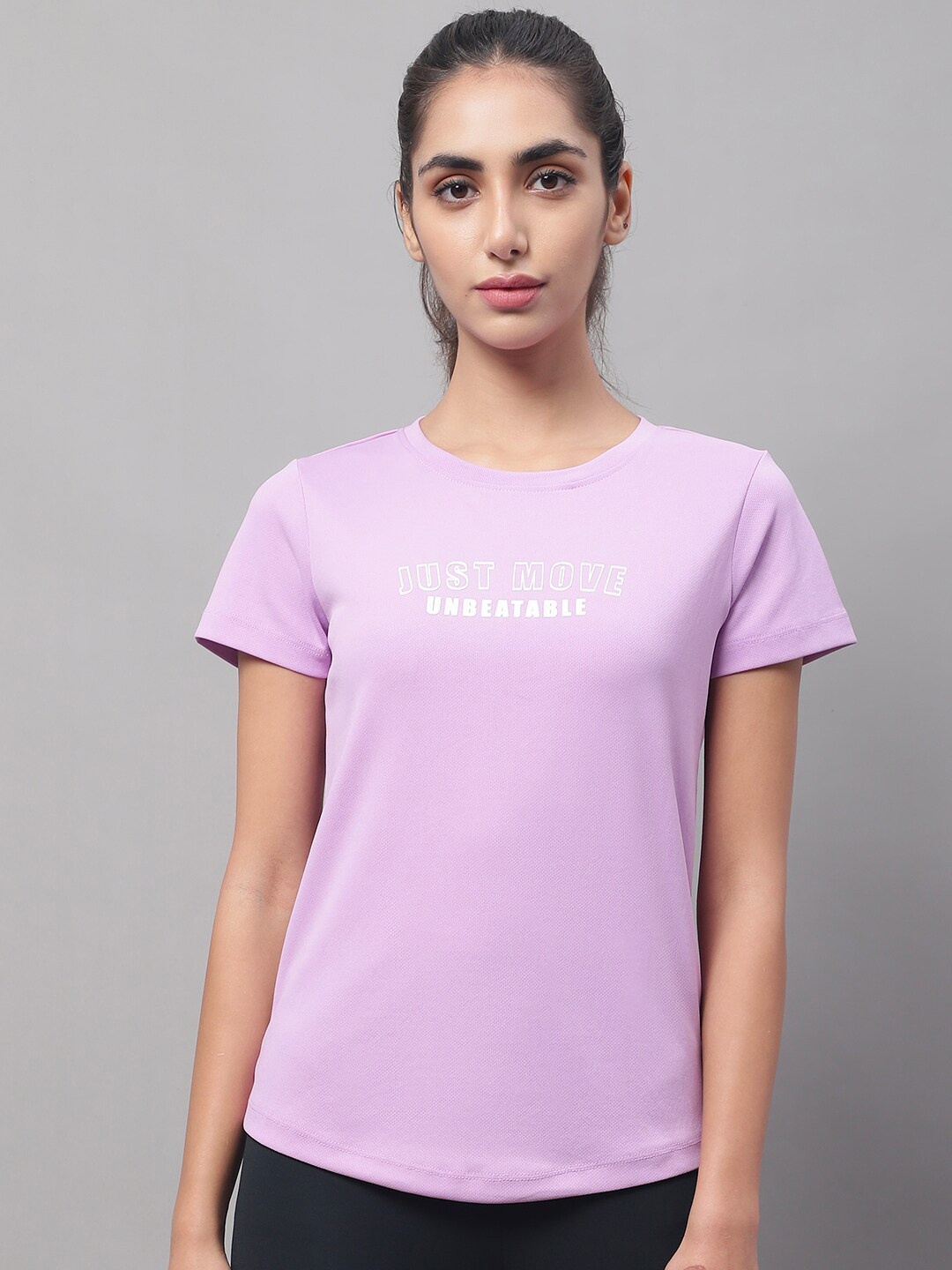 

PERFKT-U Typography Printed Sports Dry Fit Pure Cotton T-shirt, Lavender