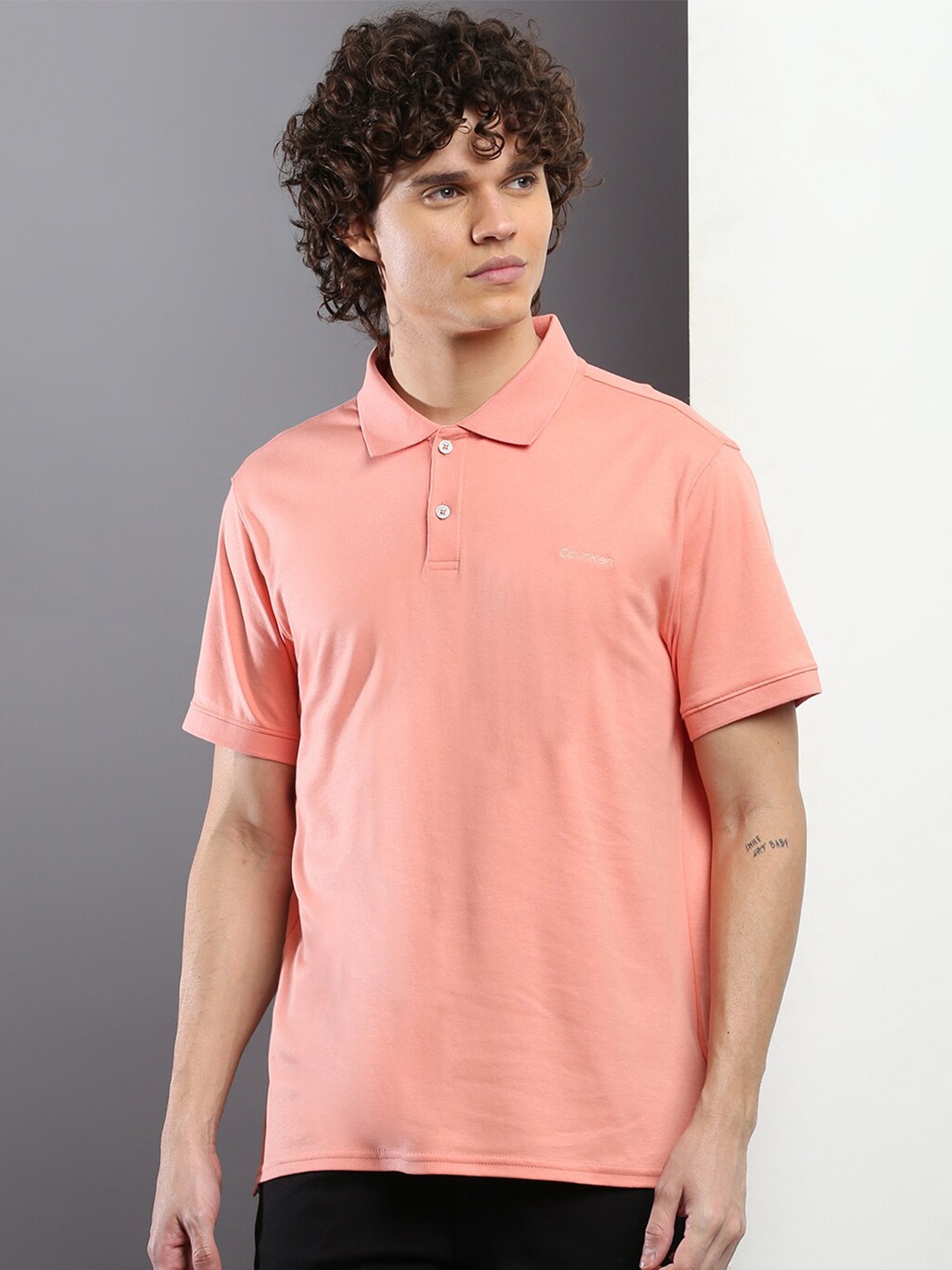 

Calvin Klein Jeans Pure Cotton Regular Fit Short Sleeves Polo Collar T-shirt, Peach