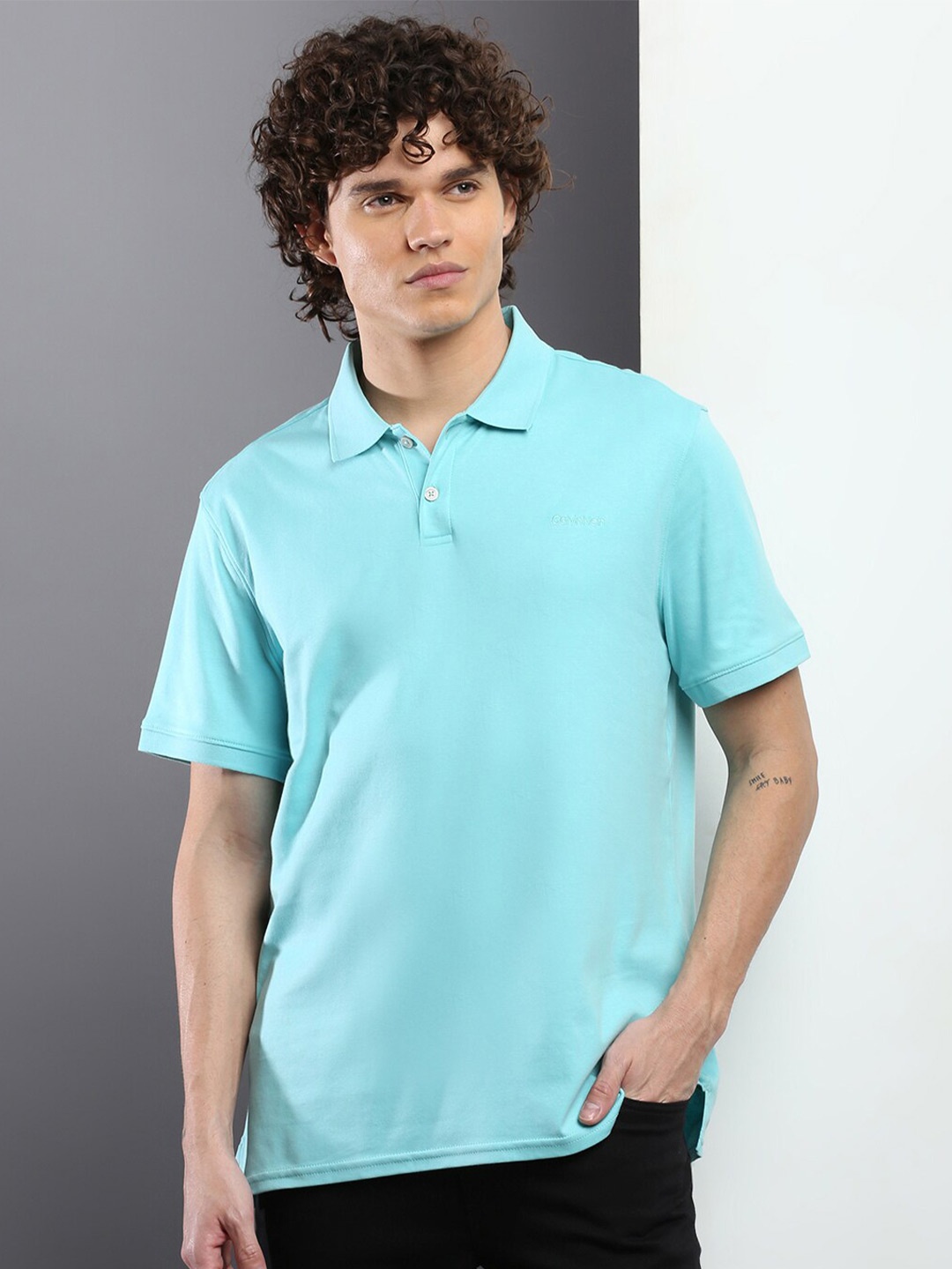 

Calvin Klein Jeans Polo Collar Pure Cotton T-shirt, Sea green