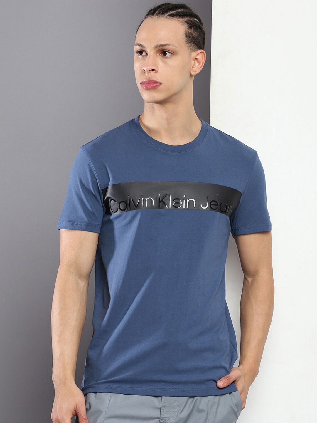 

Calvin Klein Jeans Typography Printed Slim Fit T-shirt, Blue