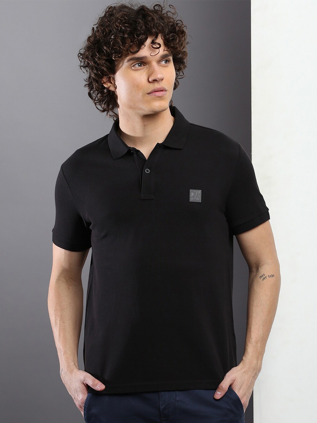 

Calvin Klein Jeans Polo Collar Pure Cotton T-shirt, Black