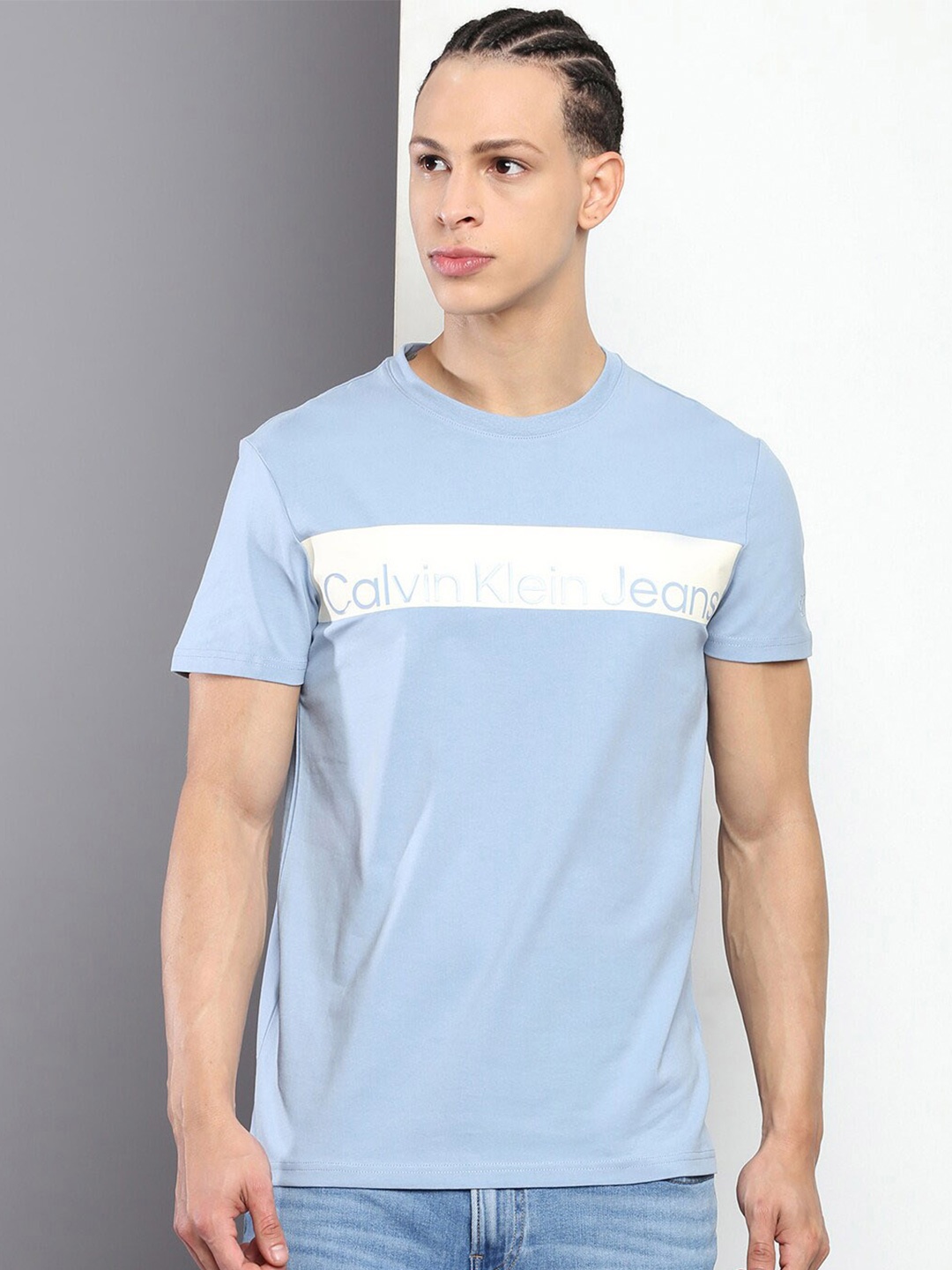 

Calvin Klein Jeans Typography Printed Slim Fit T-shirt, Blue