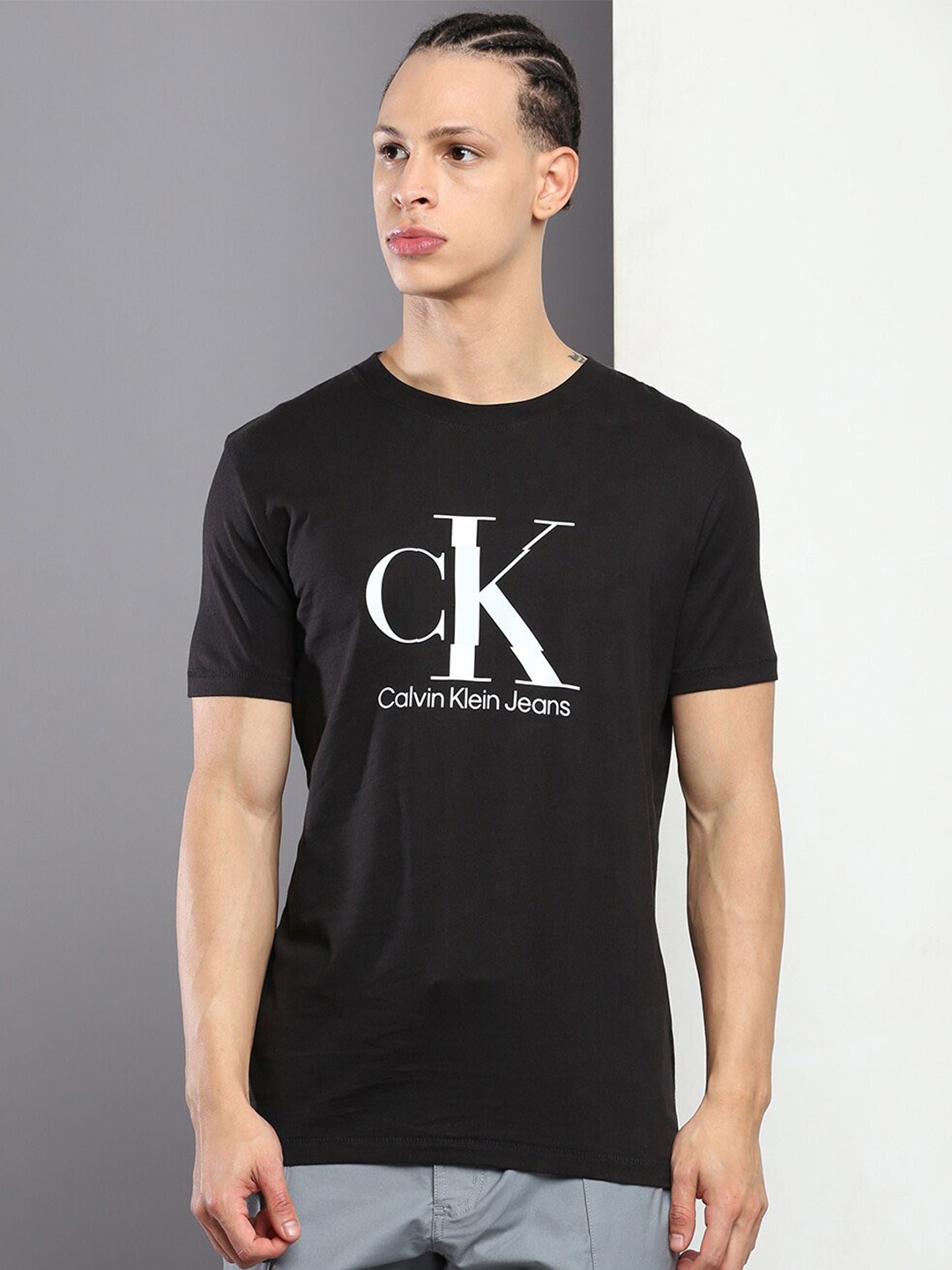 

Calvin Klein Jeans Typography Printed Slim Fit T-shirt, Black