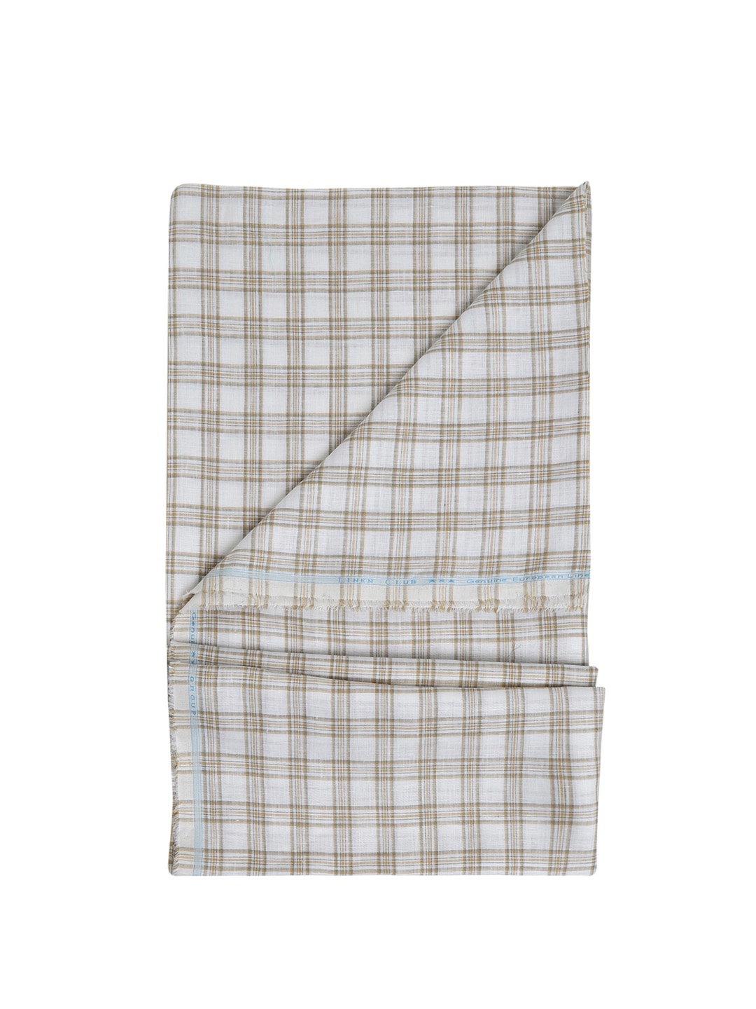 

Linen Club Men Checked Pure Linen Shirt Clothing Fabric, White