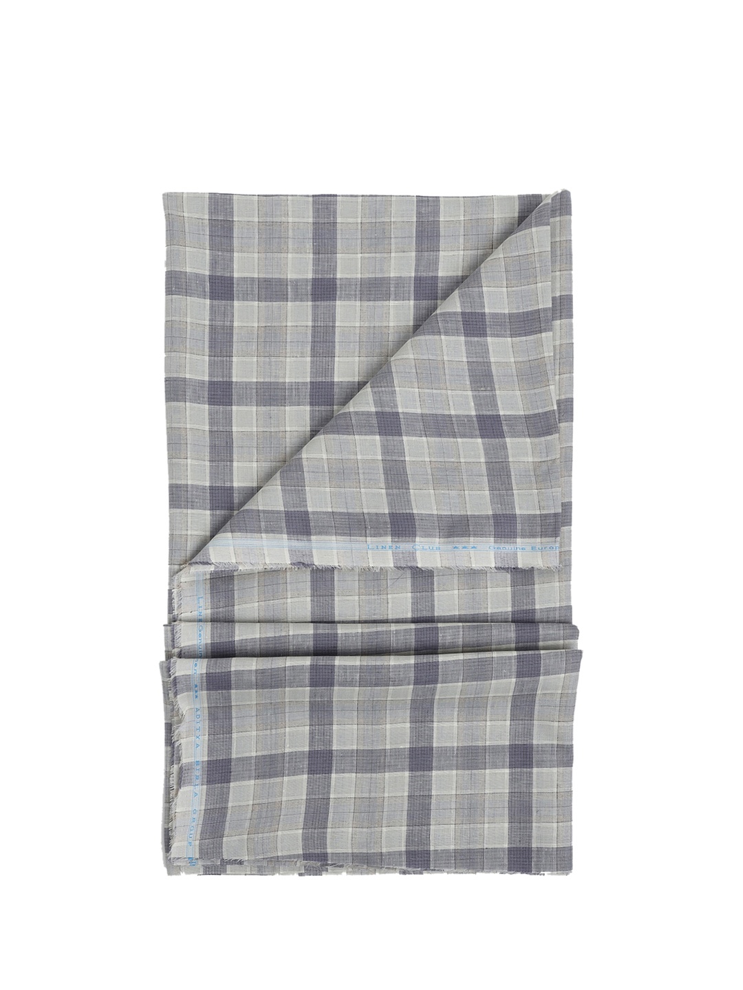 

Linen Club Checked Pure Linen Shirt Fabric, Grey