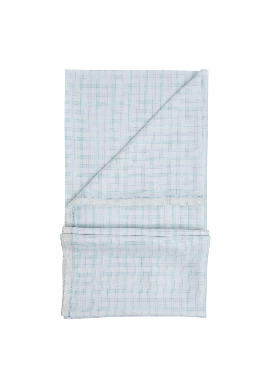 

Linen Club Men Checked Linen Shirt Clothing Fabric, Turquoise blue